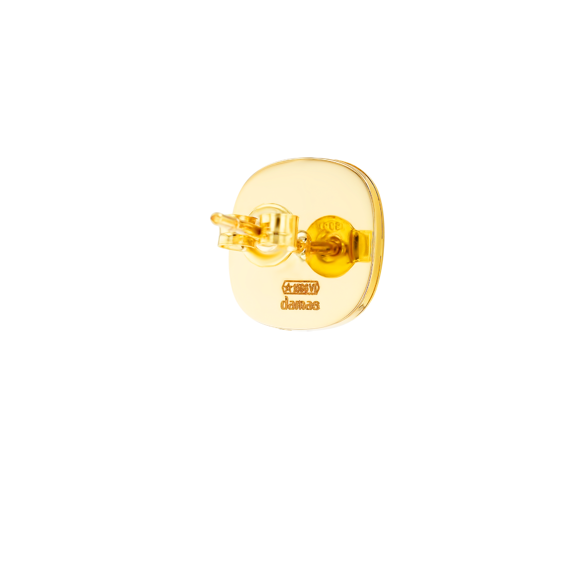 Amelia Alhambra Palace Mother Of Pearl Big Square Stud Earrings in 18K Yellow Gold 