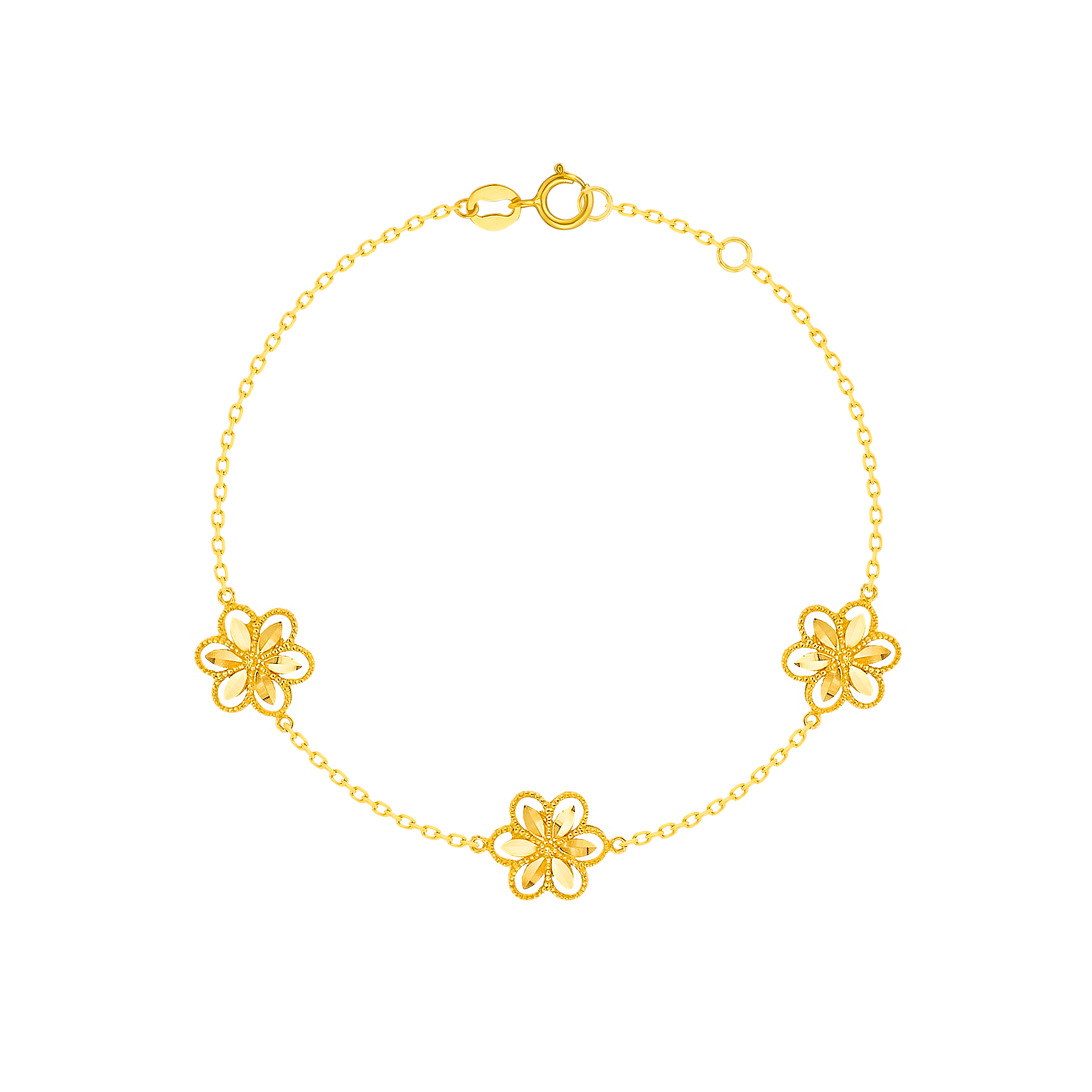 Anmol Floret Trio Motif Bracelet in 21K Yellow Gold 