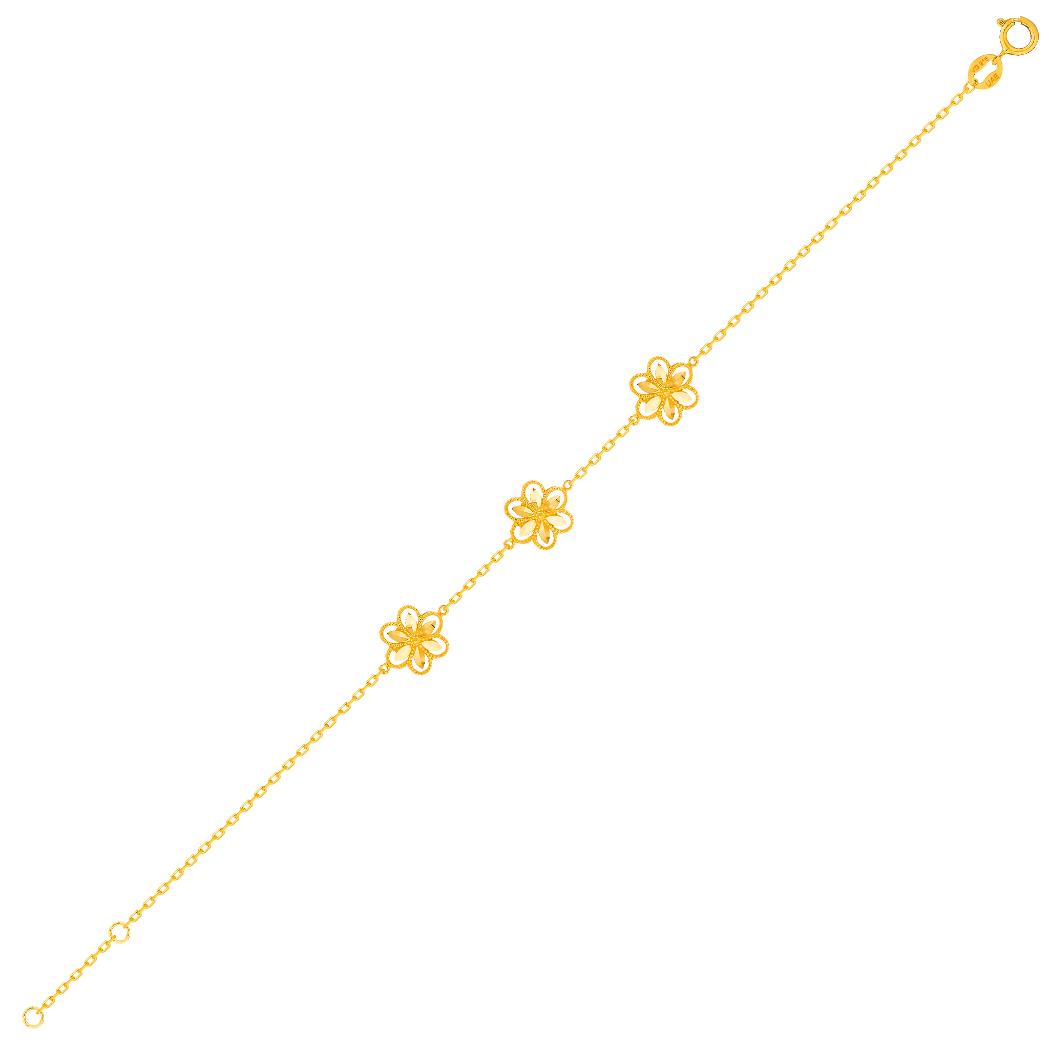 Anmol Floret Trio Motif Bracelet in 21K Yellow Gold 