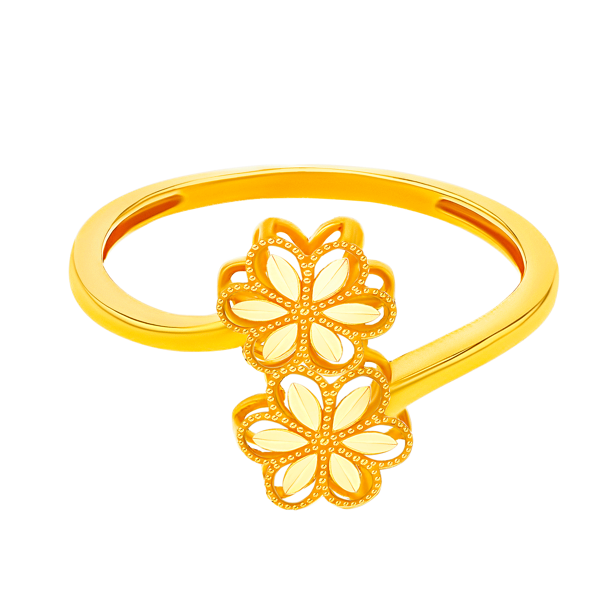 Anmol Floret Double Motif Spiral Ring in 21K Yellow Gold 