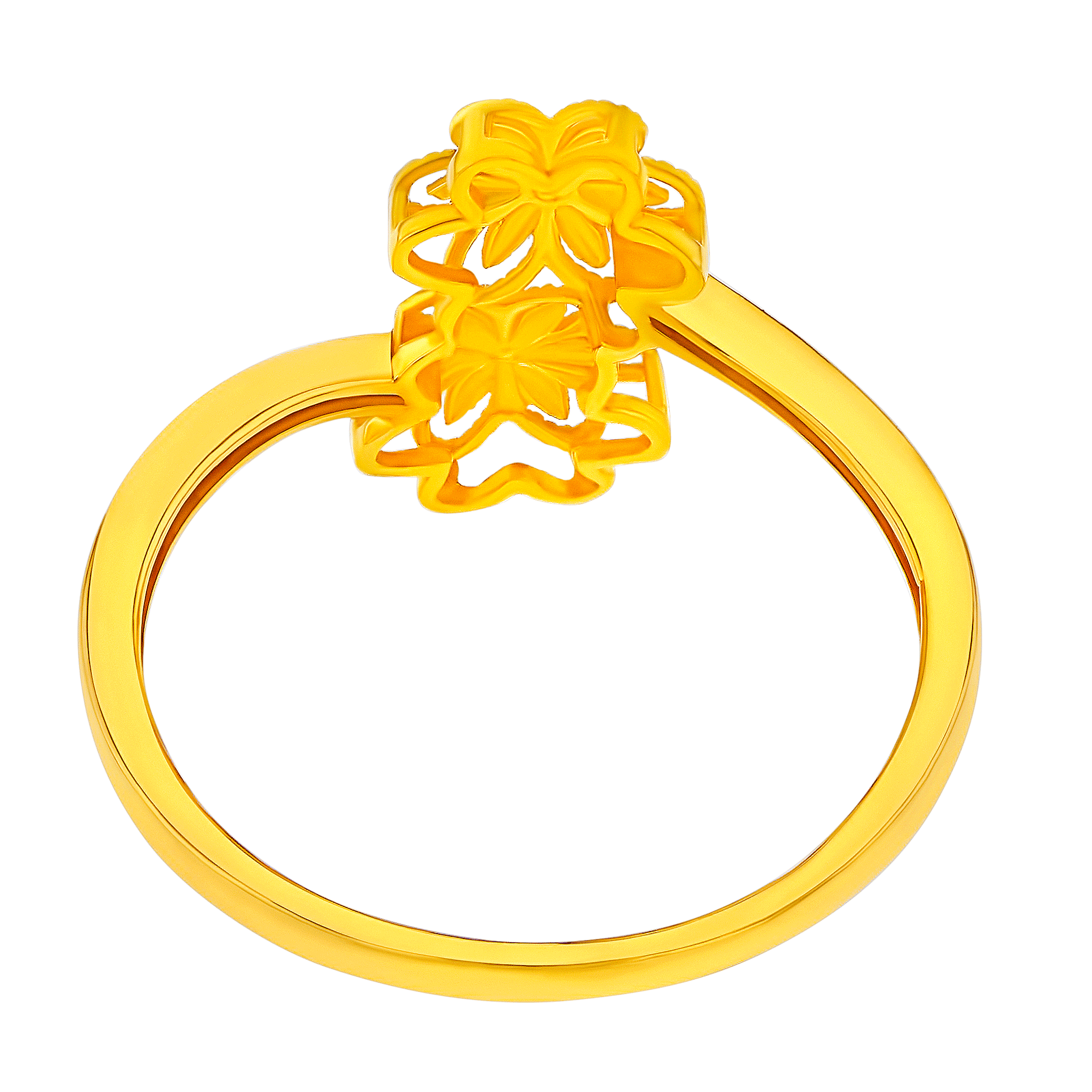 Anmol Floret Double Motif Spiral Ring in 21K Yellow Gold 
