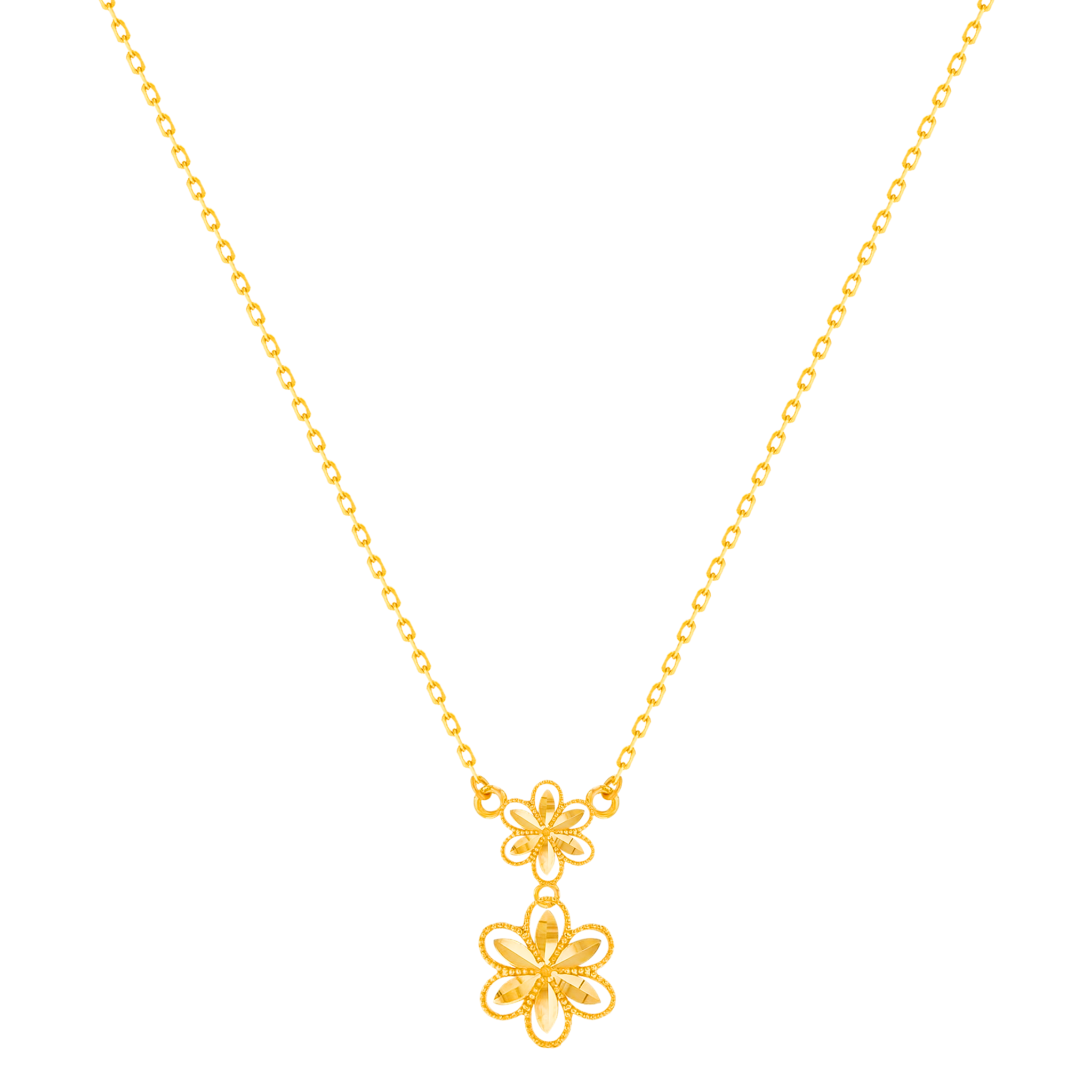 Anmol Floret Double Motif Necklace in 21K Yellow Gold 