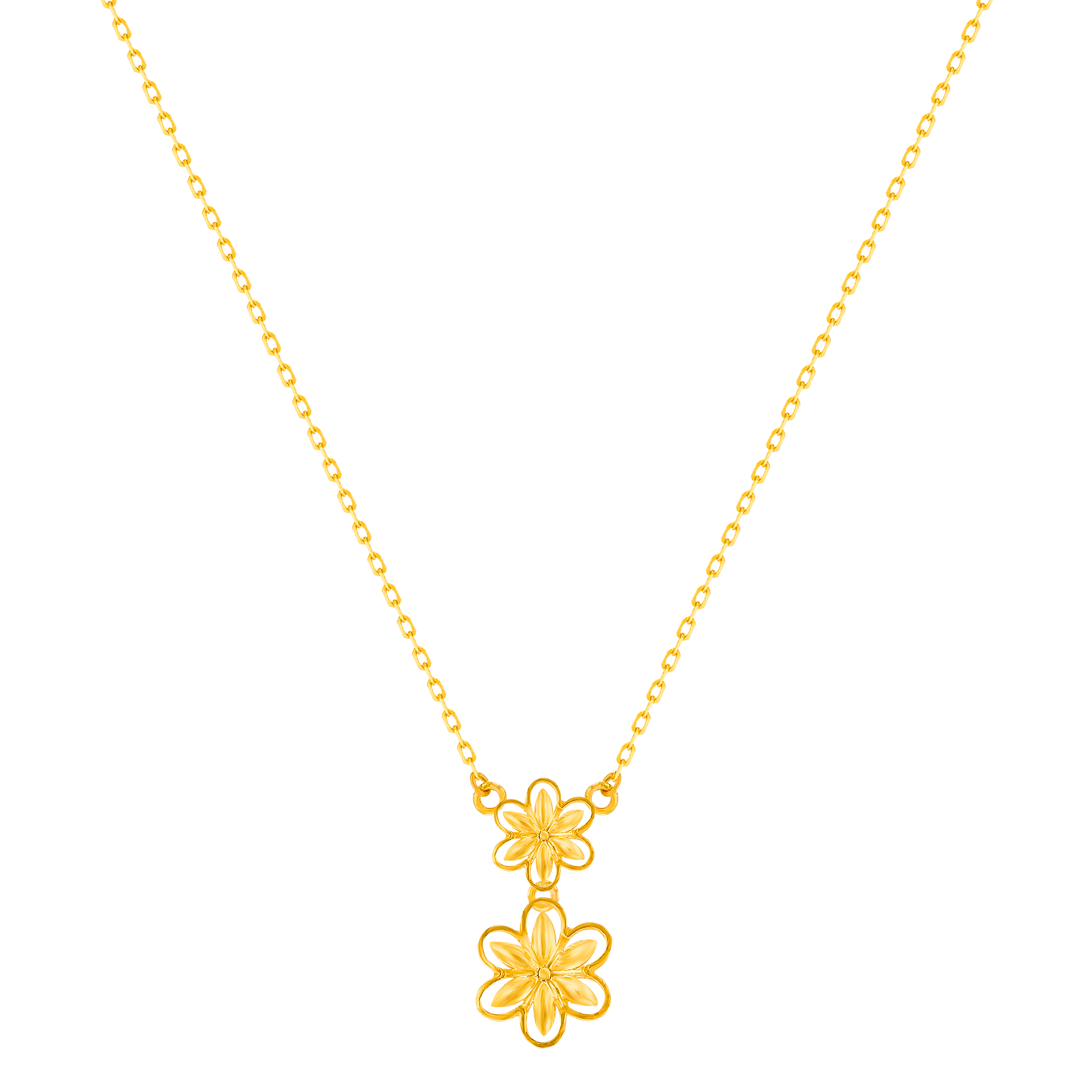Anmol Floret Double Motif Necklace in 21K Yellow Gold 