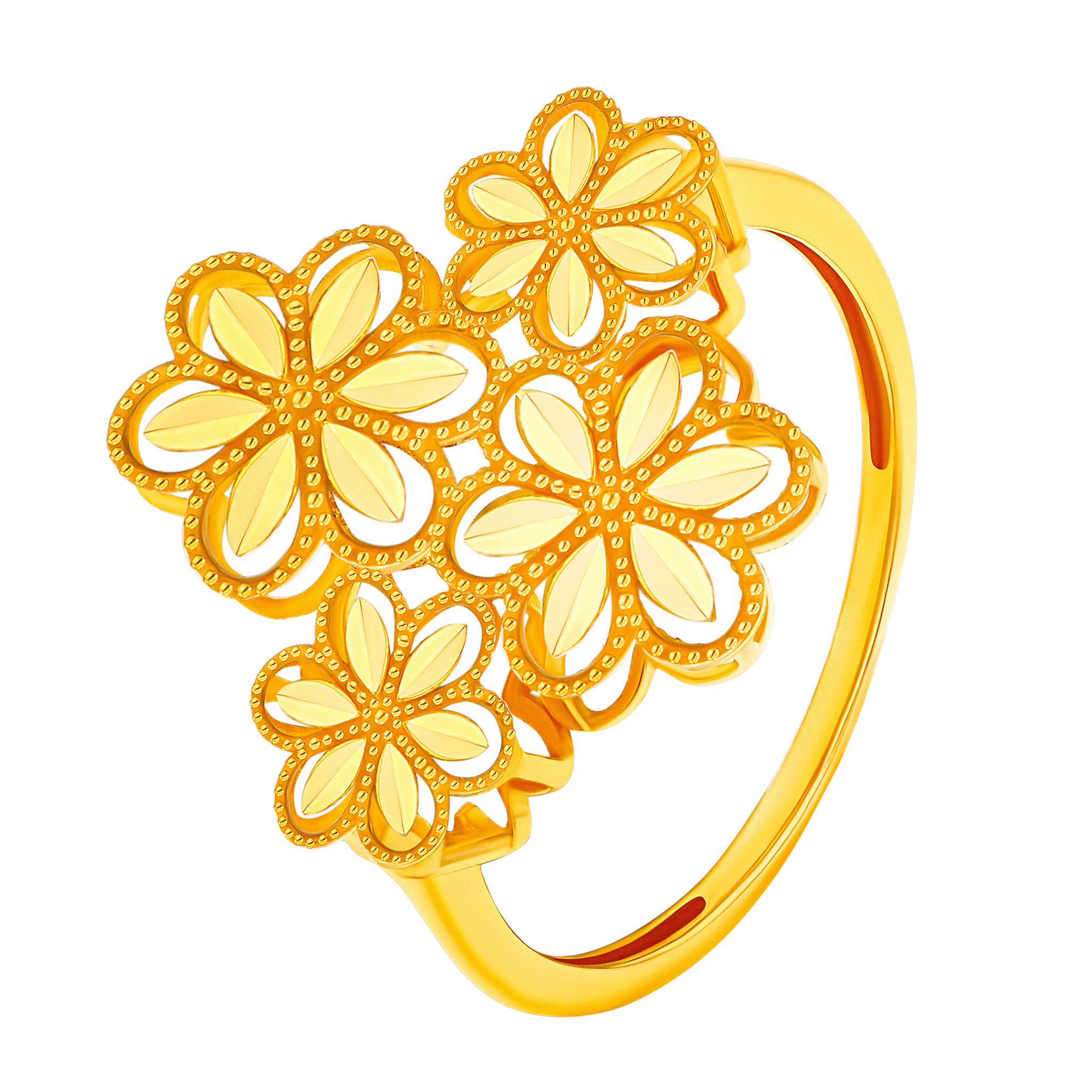 Anmol Floret Multi Motif Ring in 21K Yellow Gold 