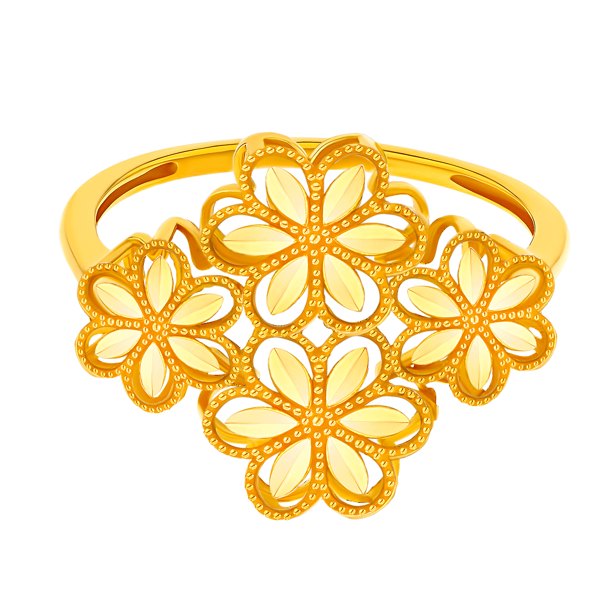 Anmol Floret Multi Motif Ring in 21K Yellow Gold 