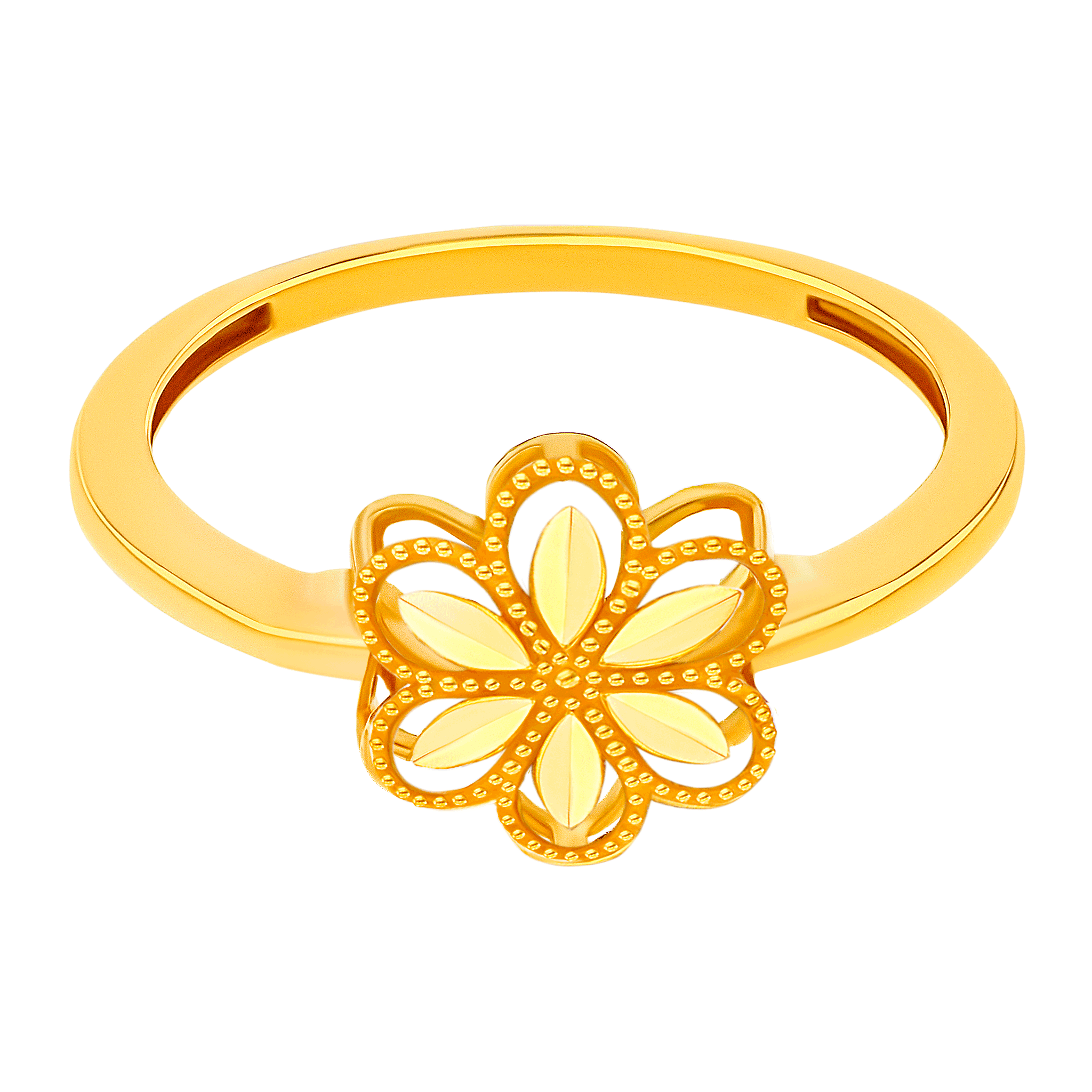 Anmol Floret Single Motif Small Ring in 21K Yellow Gold 