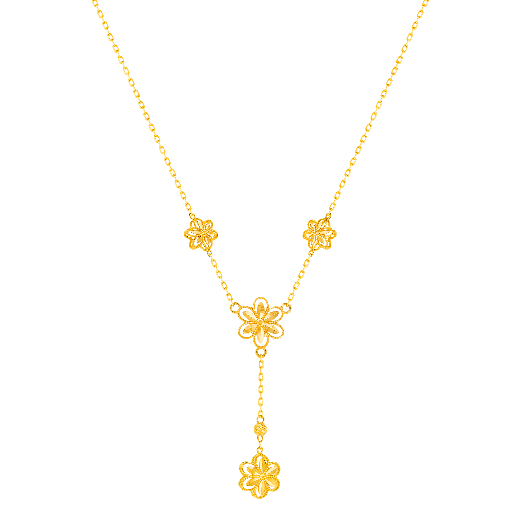 Anmol Floret Multiple Motif Y Necklace in 21K Yellow Gold 