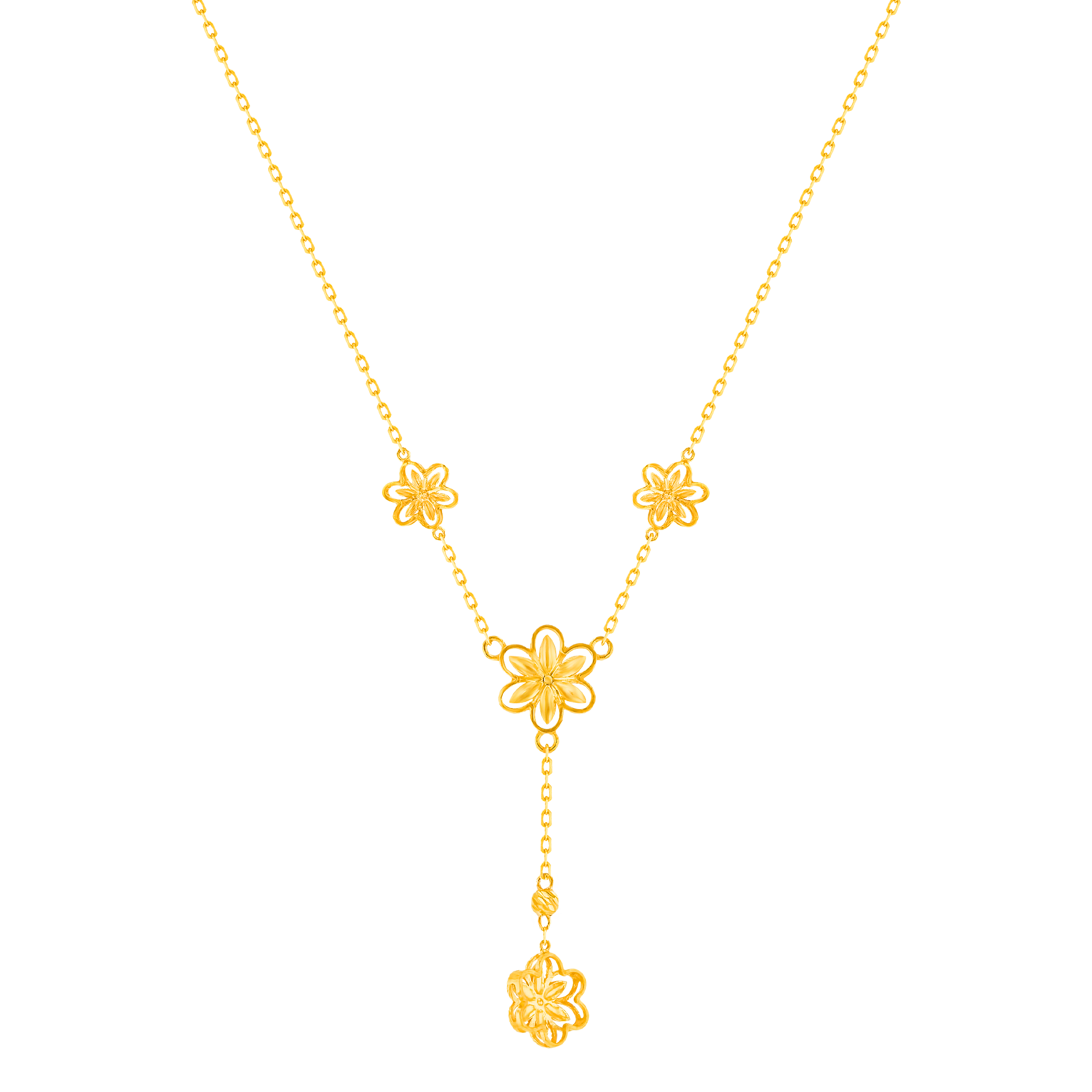 Anmol Floret Multiple Motif Y Necklace in 21K Yellow Gold 