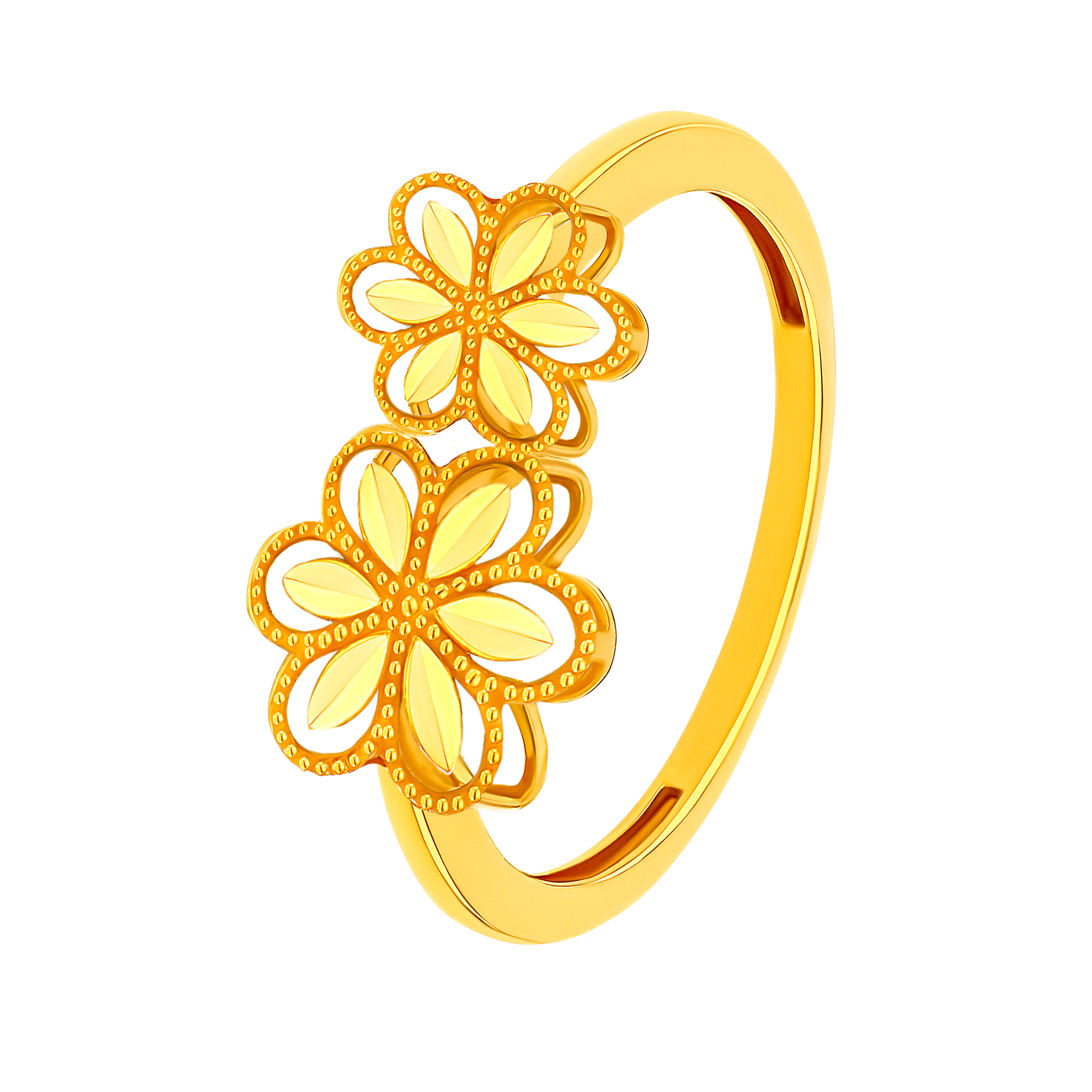 Anmol Floret Double Motif Ring in 21K Yellow Gold