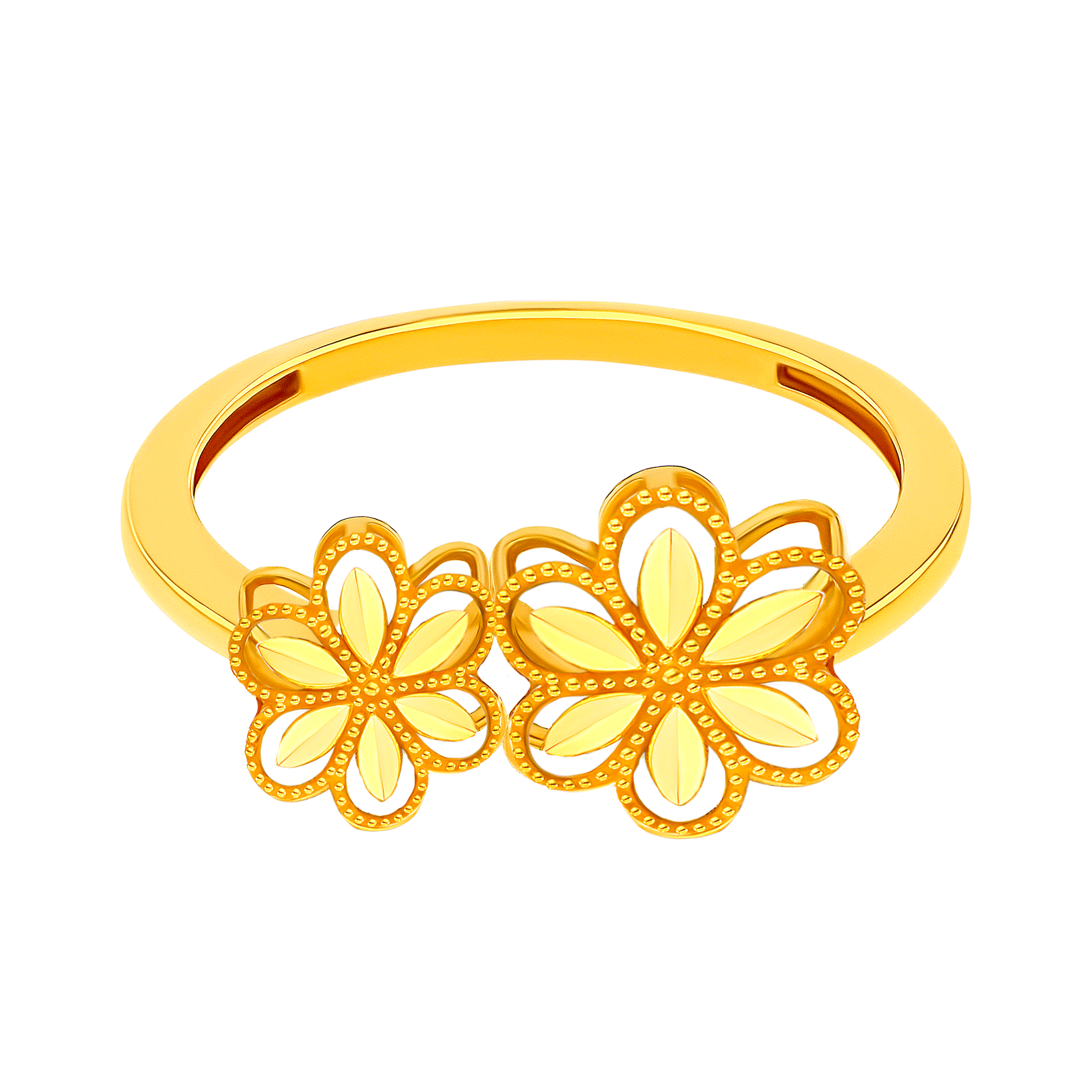 Anmol Floret Double Motif Ring in 21K Yellow Gold
