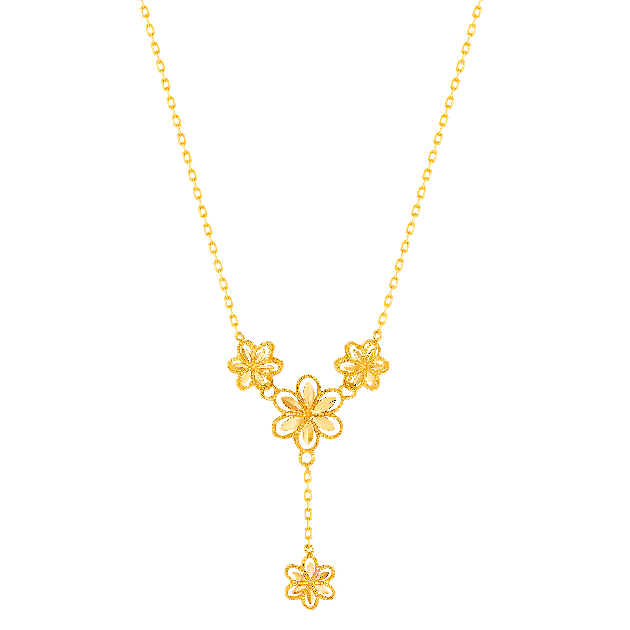 Anmol Floret Blossom Y Necklace in 21K Yellow Gold 