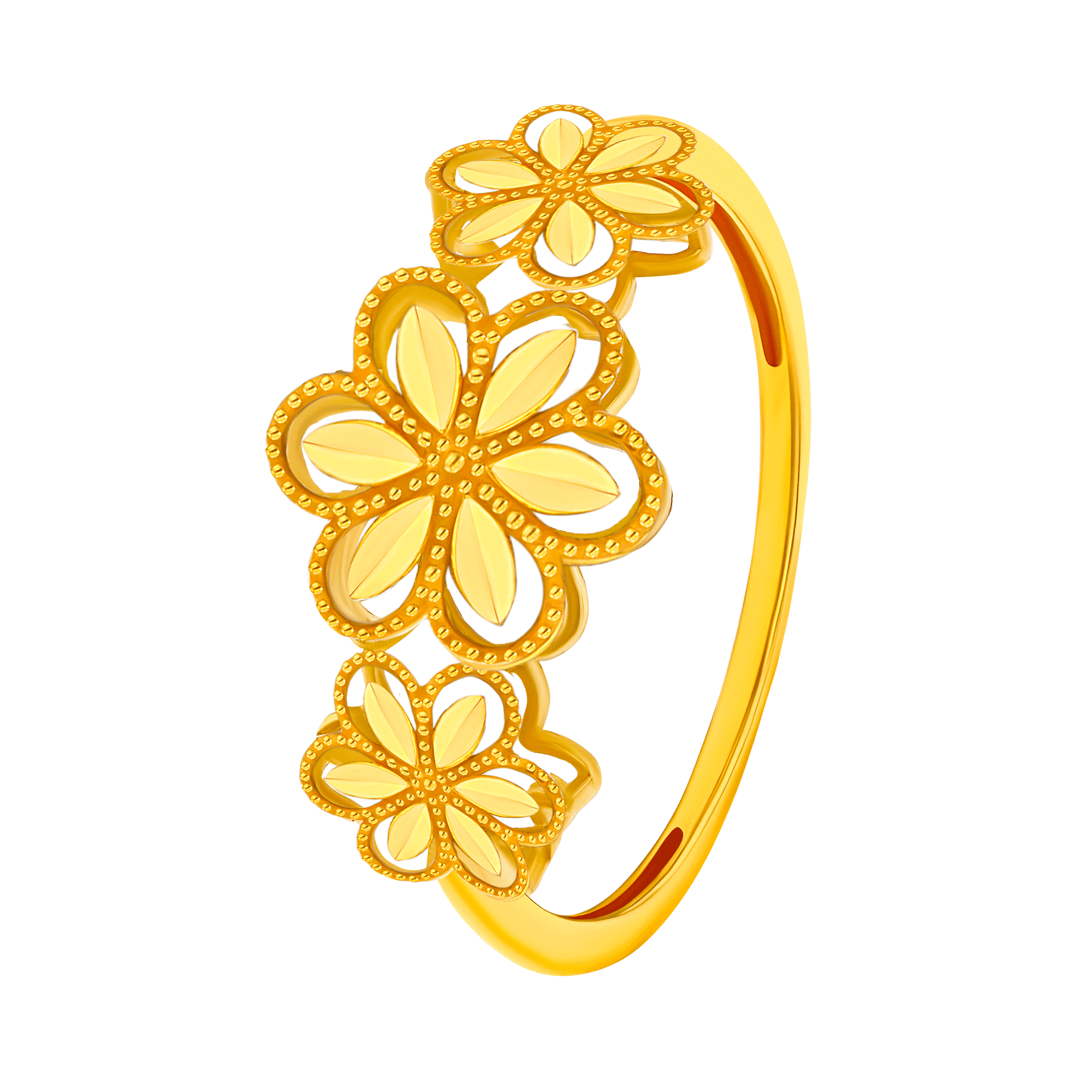 Anmol Floret Trio Motif Small Ring in 21K Yellow Gold 