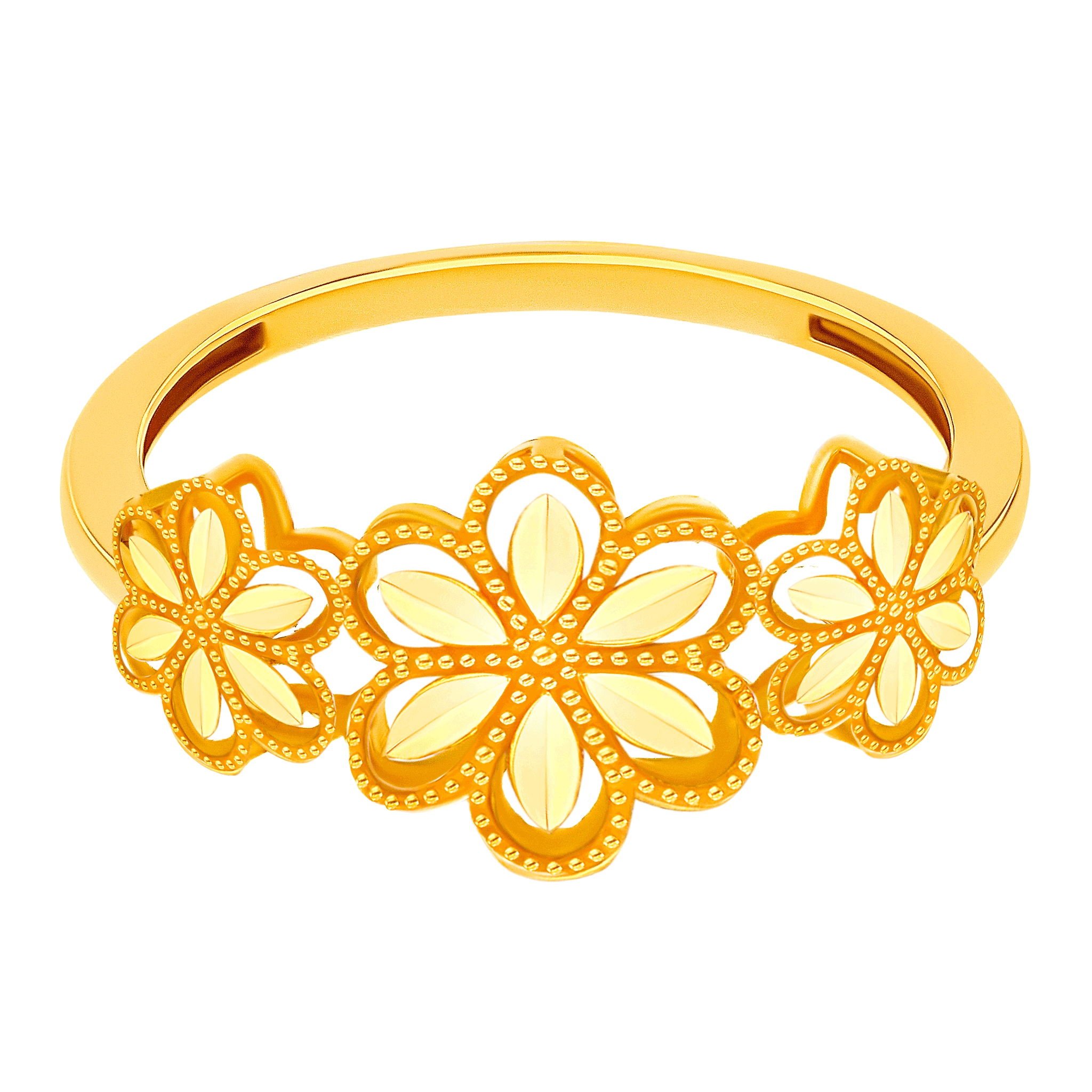Anmol Floret Trio Motif Small Ring in 21K Yellow Gold 