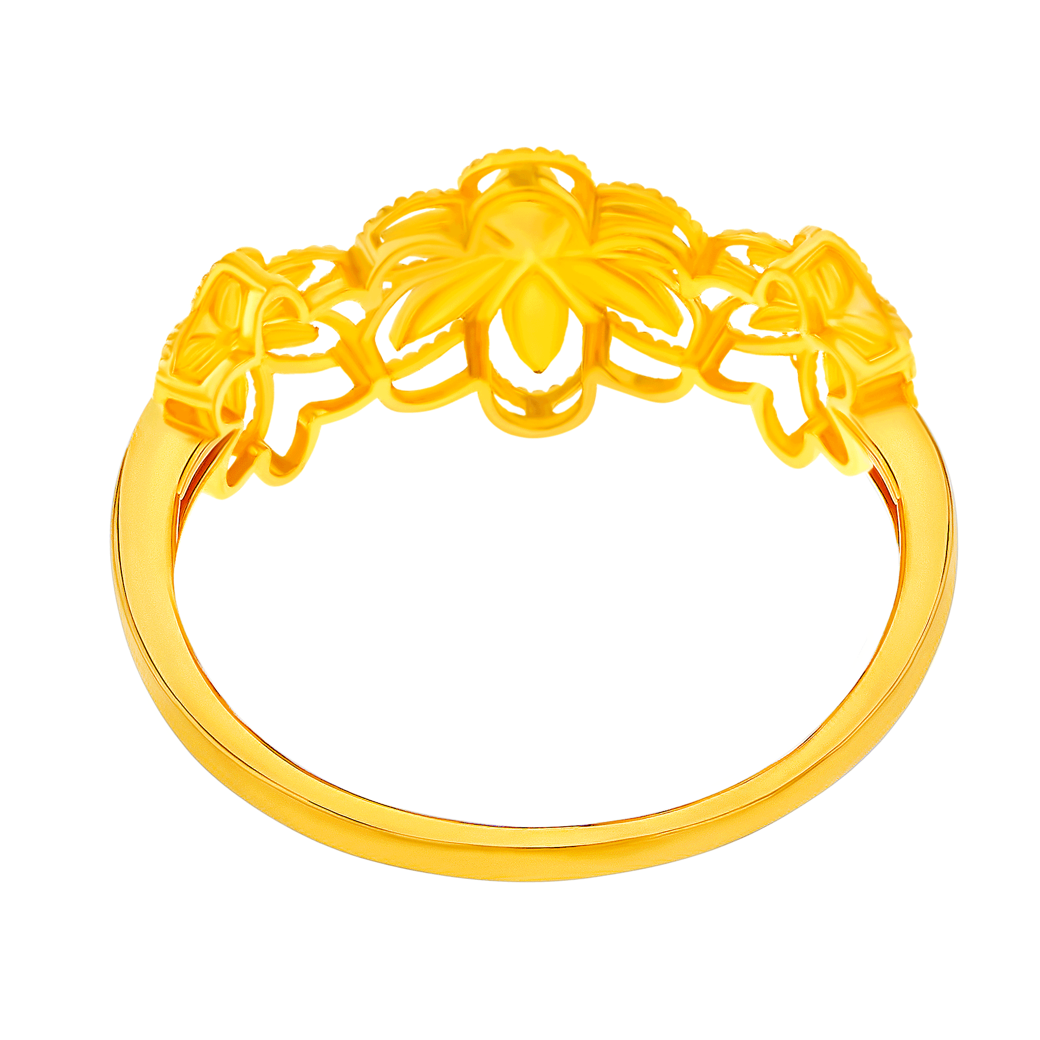 Anmol Floret Trio Motif Small Ring in 21K Yellow Gold 