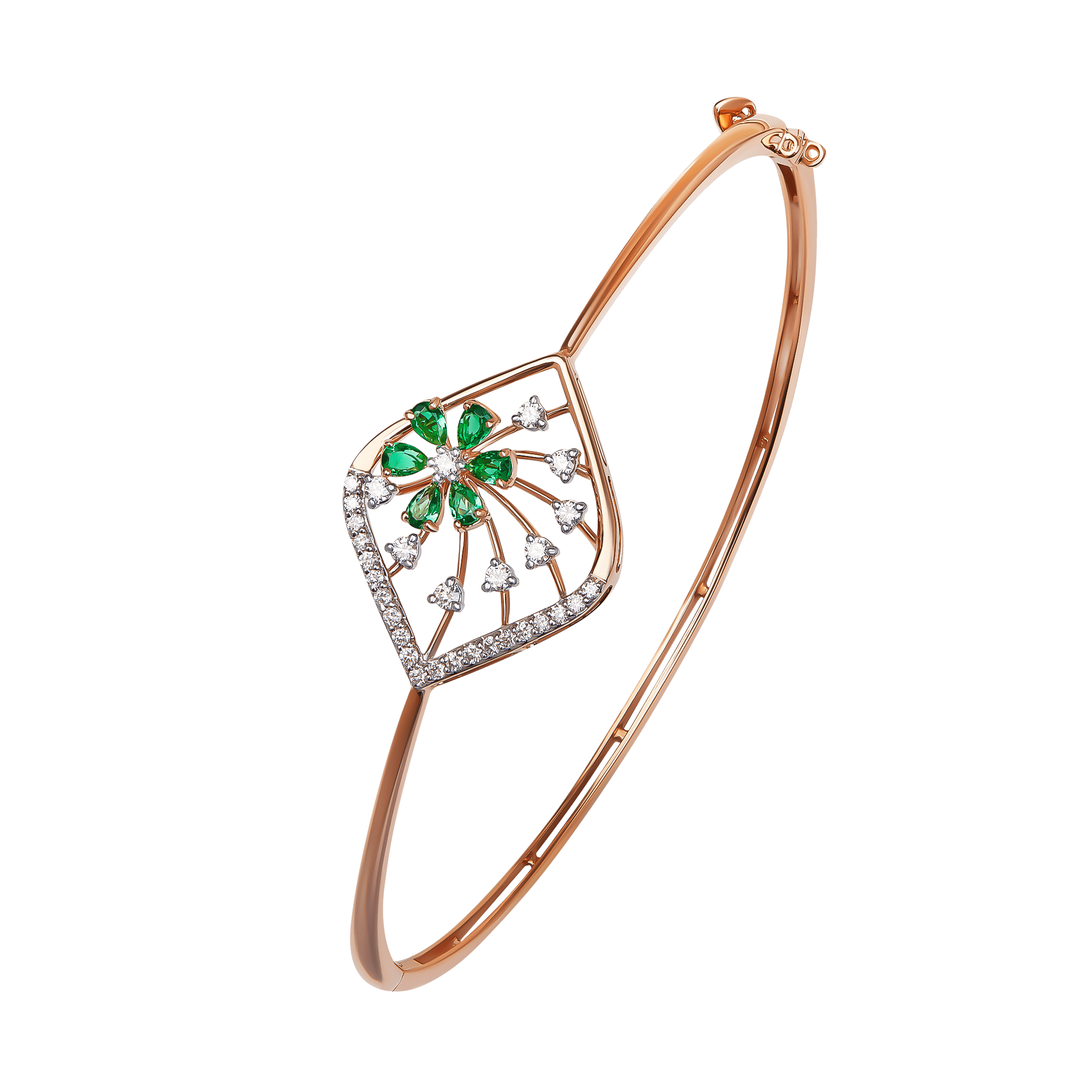 Ananya Diamond & Emerald Bangle in 18K Gold