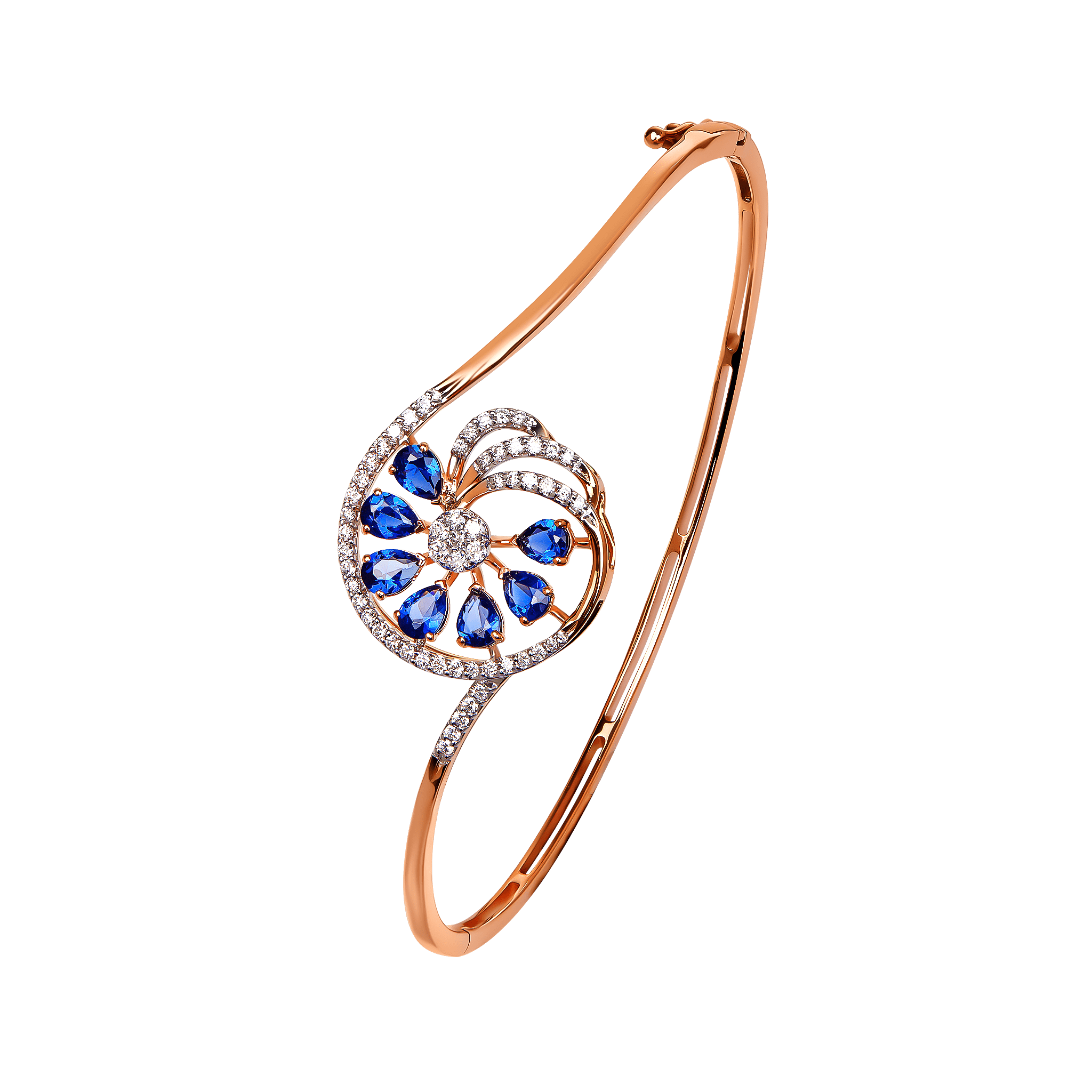 Ananya Diamond & Blue Sapphire Bangle in 18K Gold