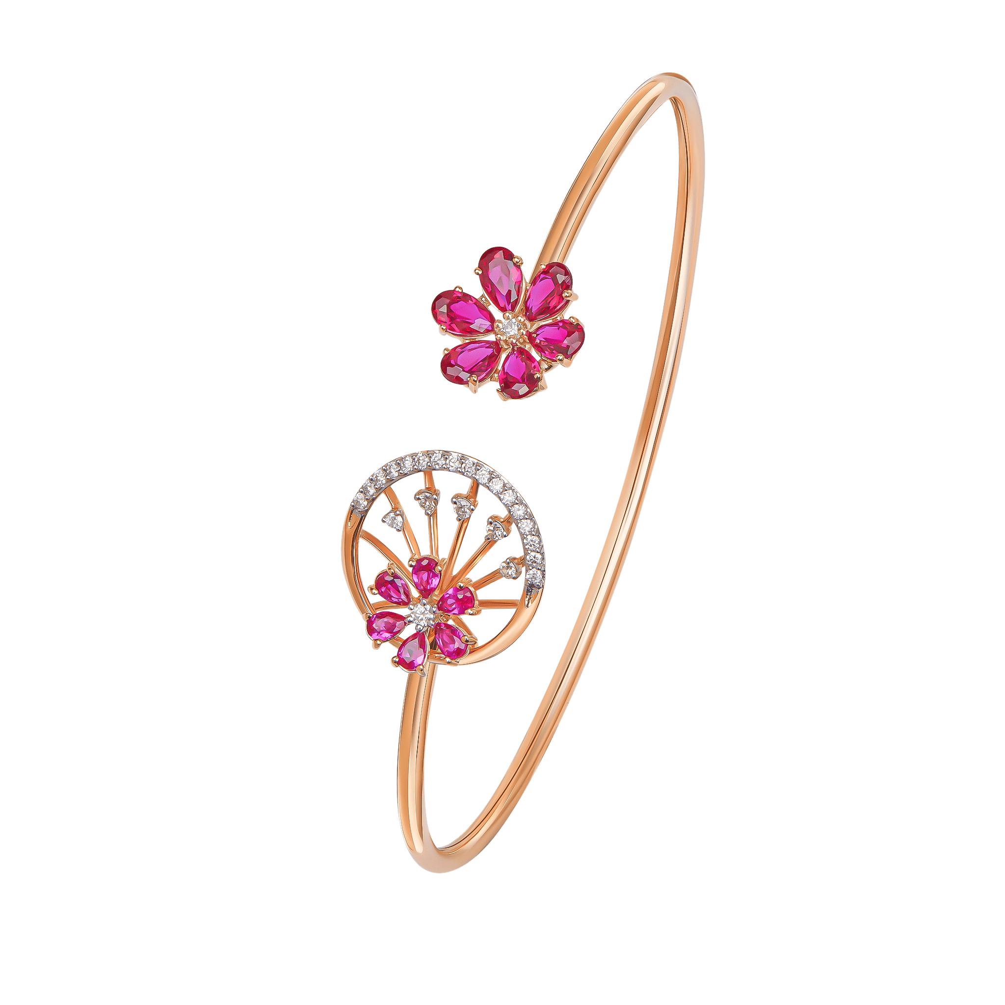Ananya Diamond & Ruby Bangle in 18K Gold