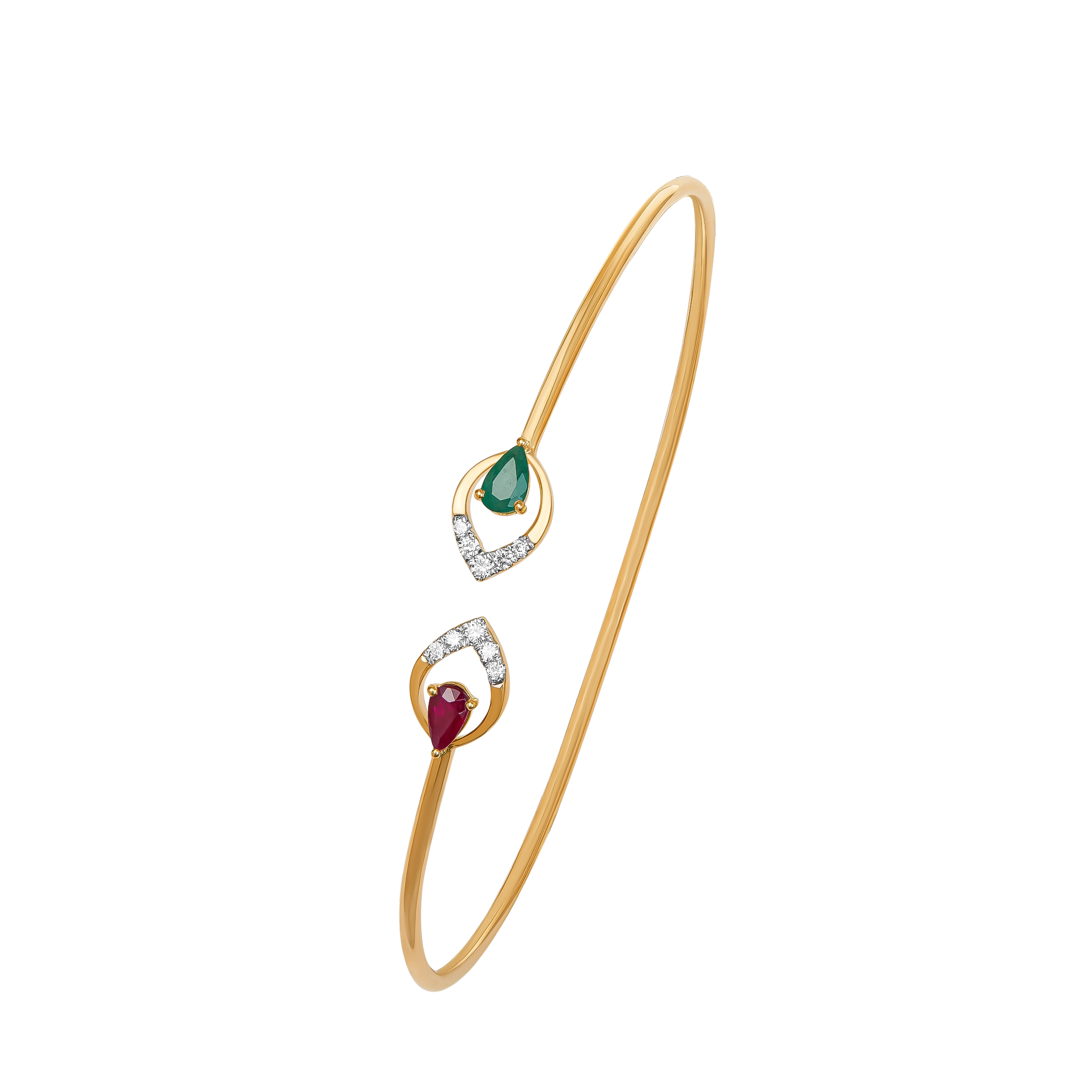 Ananya Diamond, Ruby & Emerald Bangle in 18K Gold