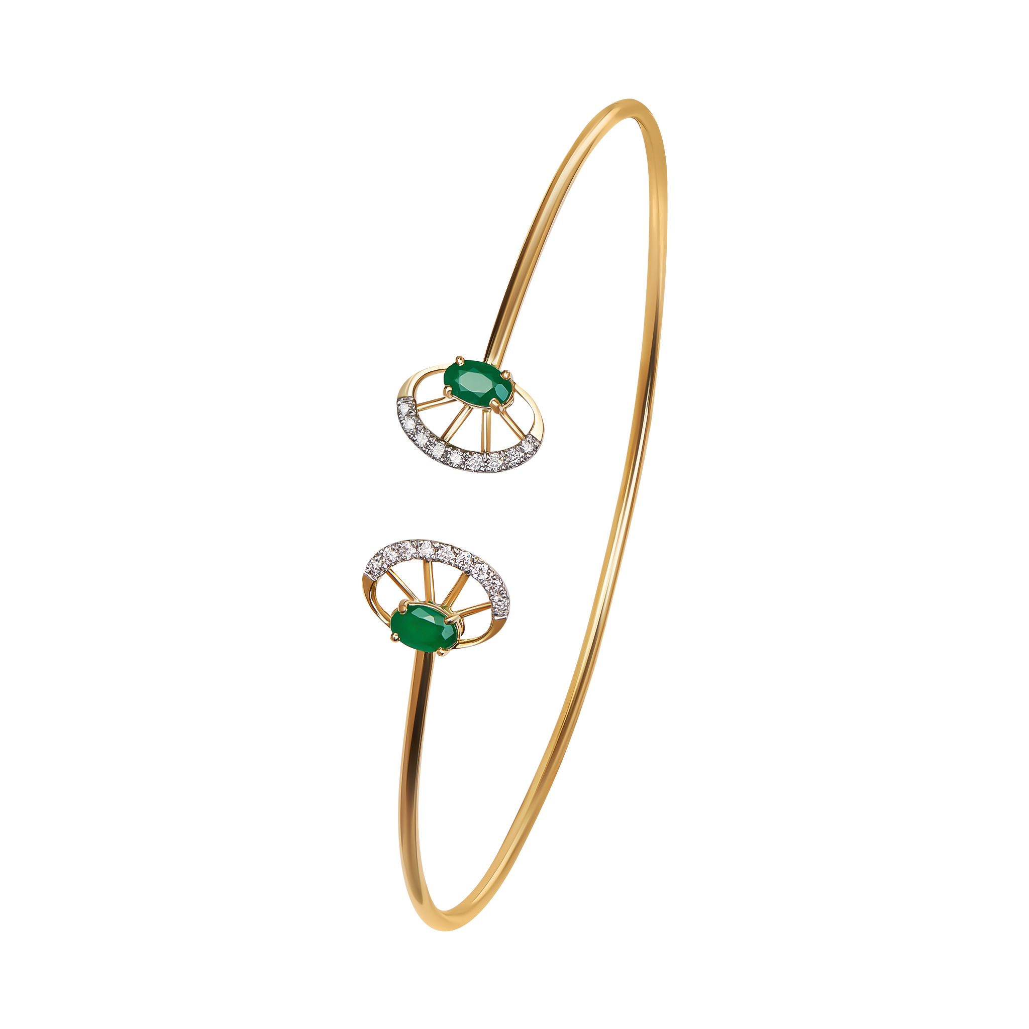 Ananya Diamond & Emerald Bangle in 18K Gold