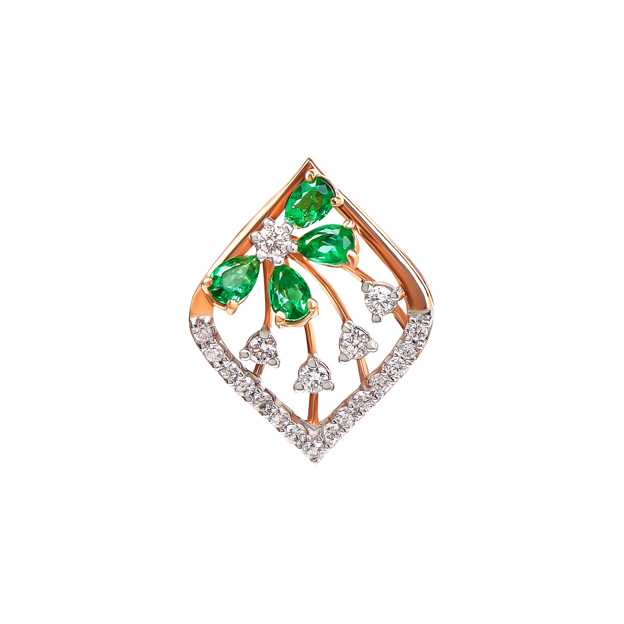 Ananya Diamond & Emerald Pendant chain & Earring in 18K Gold