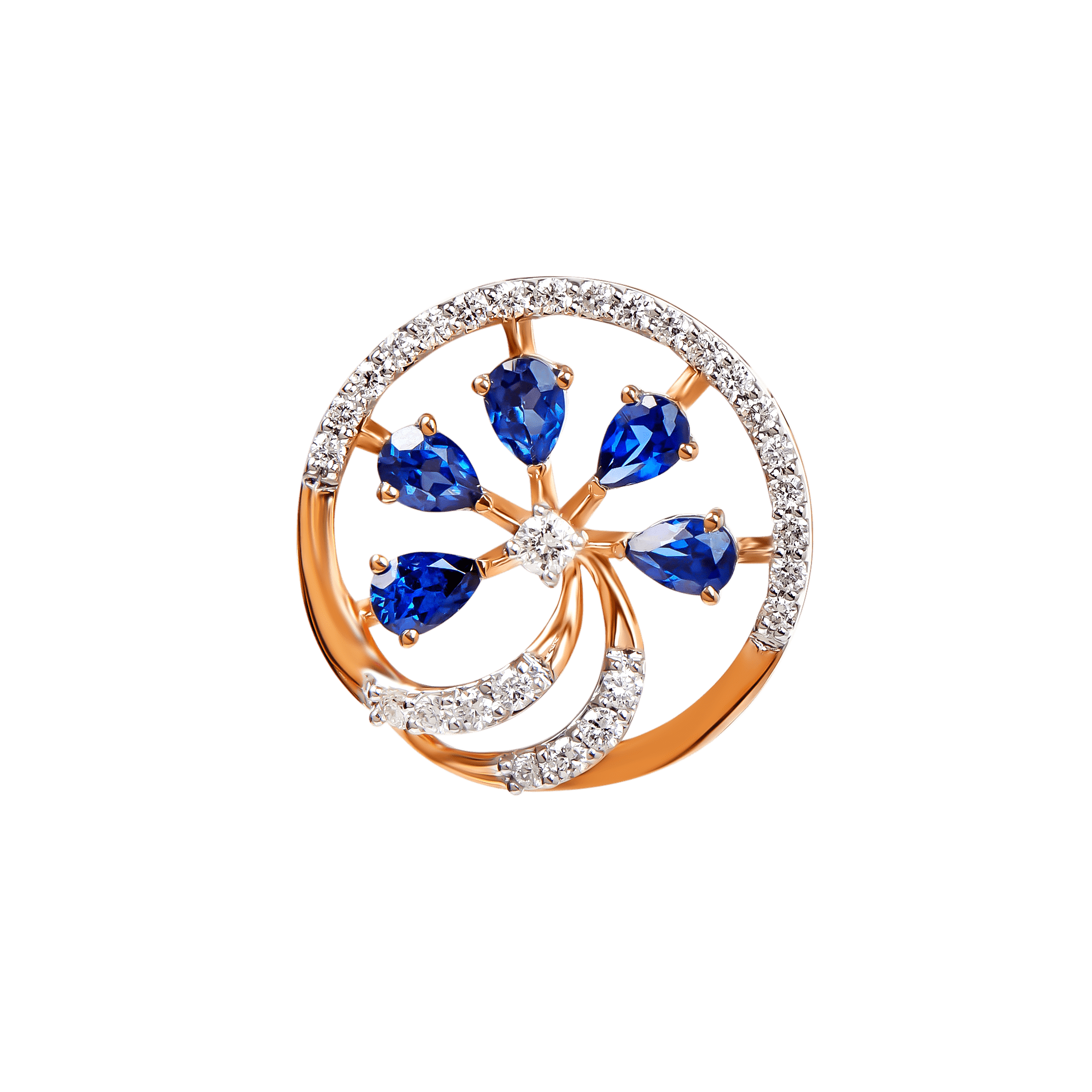 Ananya Diamond & Blue Sapphire Pendant chain & Earring in 18K Gold