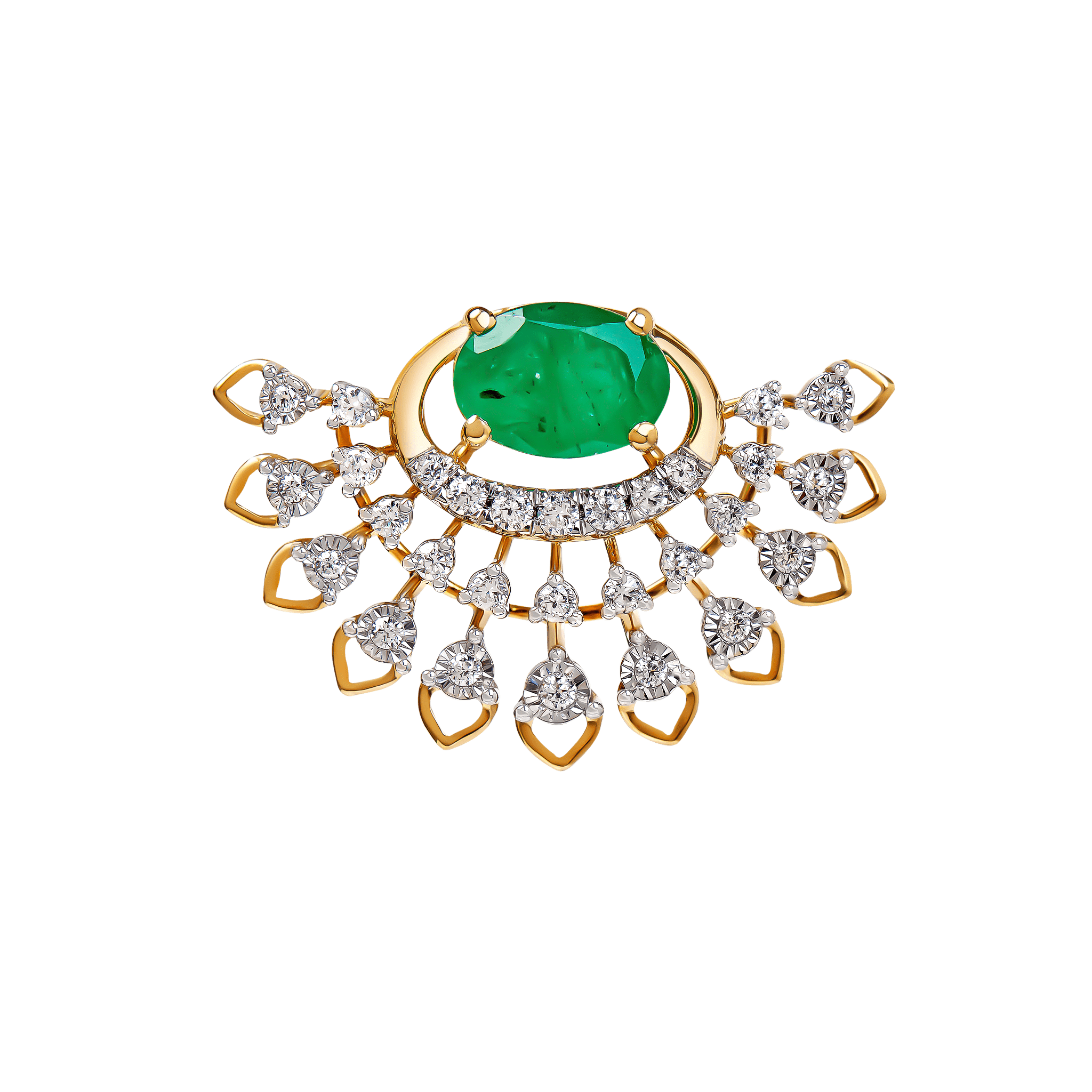 Ananya Diamond & Emerald Pendant chain & Earring in 18K Gold