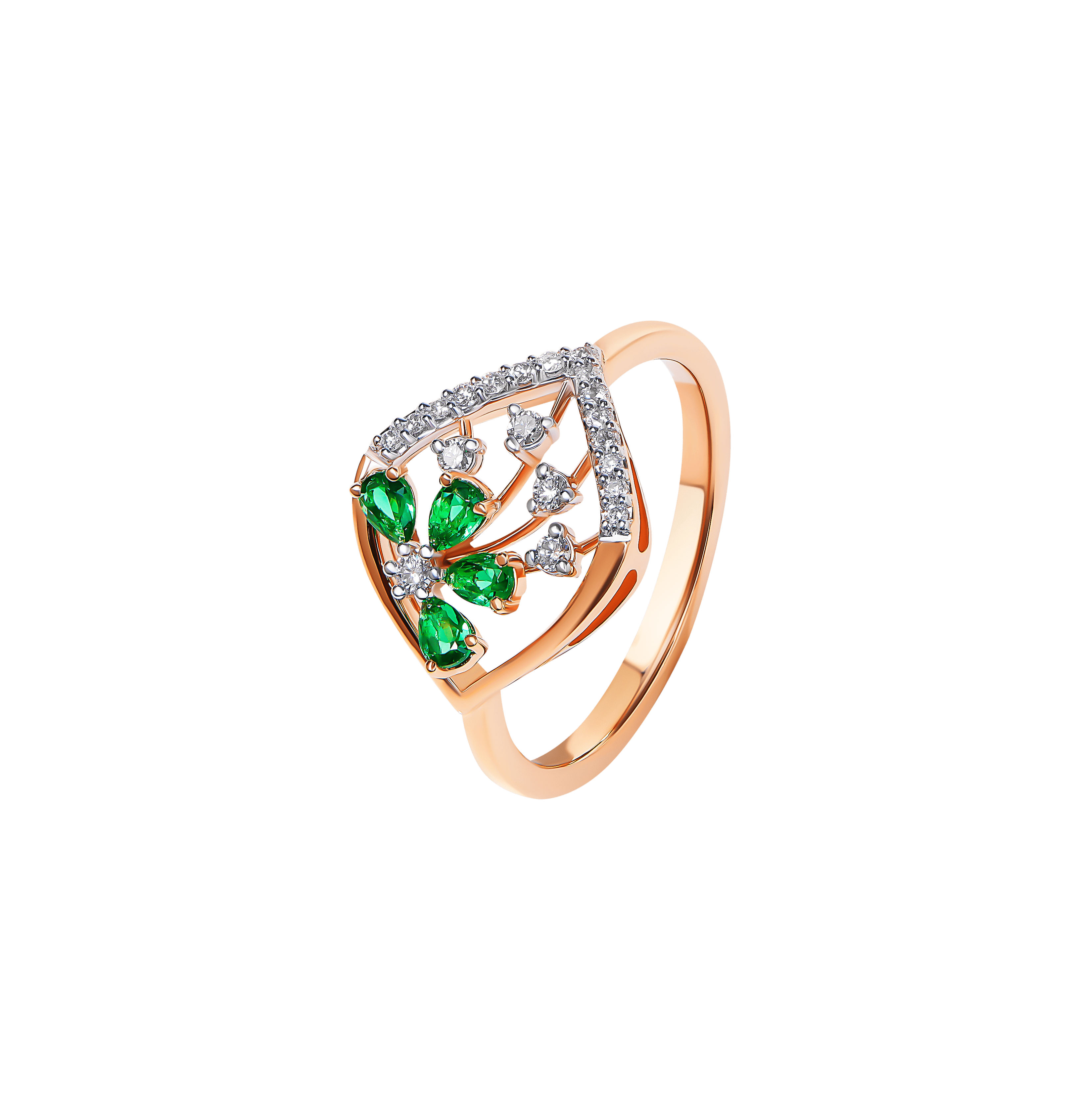 Ananya Diamond & Emerald Ring in 18K Gold