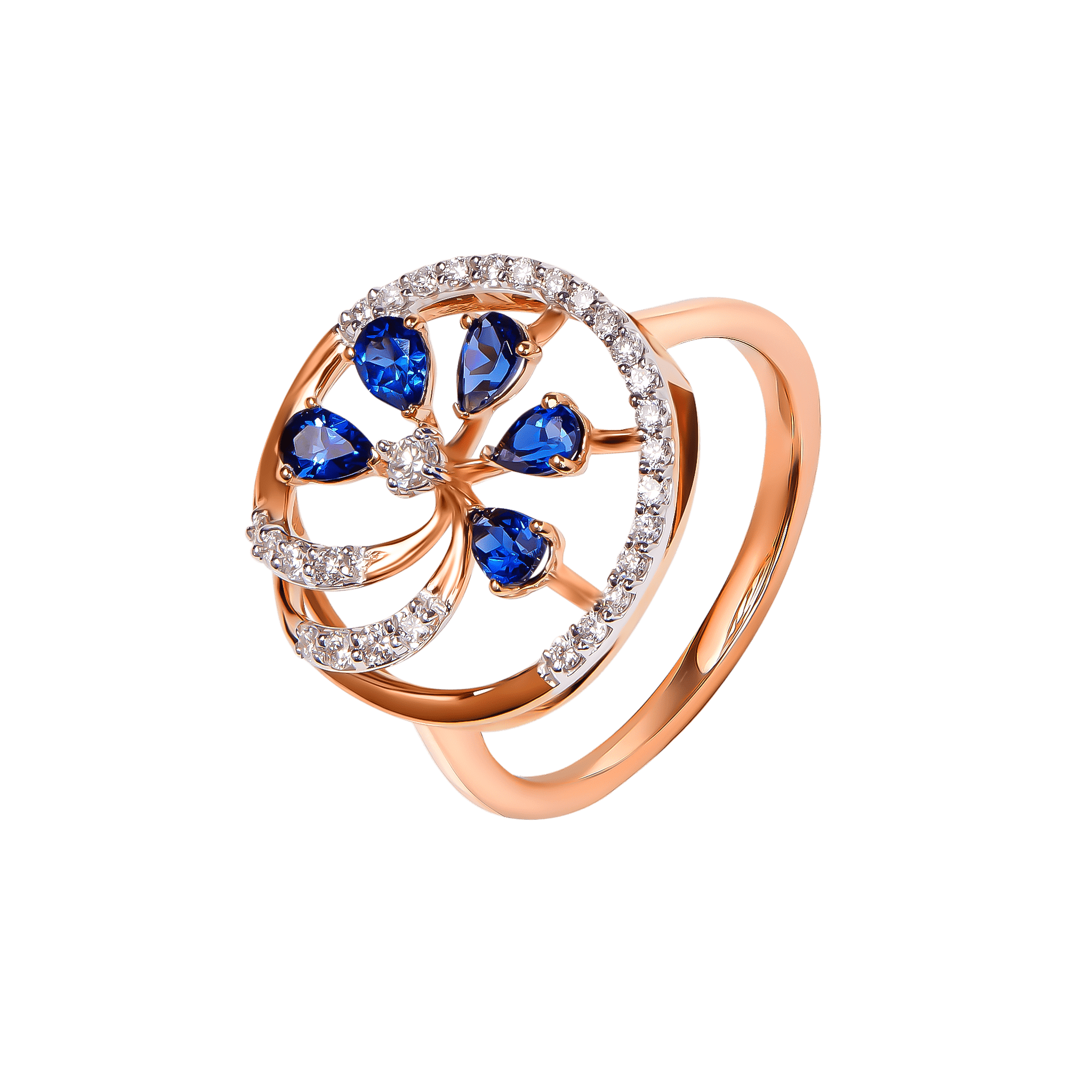 Ananya Diamond & Blue Sapphire Ring in 18K Gold