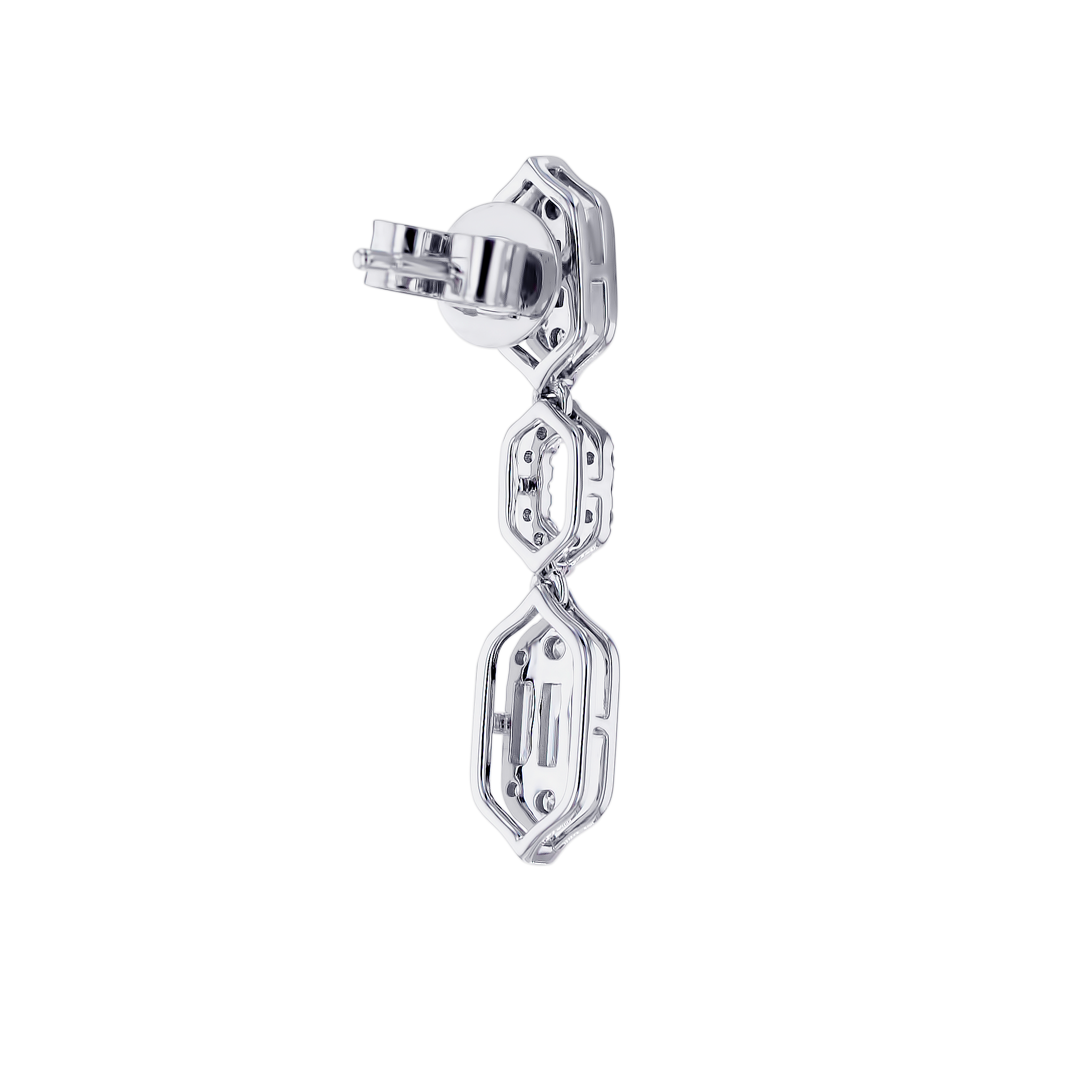 Palace Baguette Cut Diamond Drop Earrings 18K White Gold 