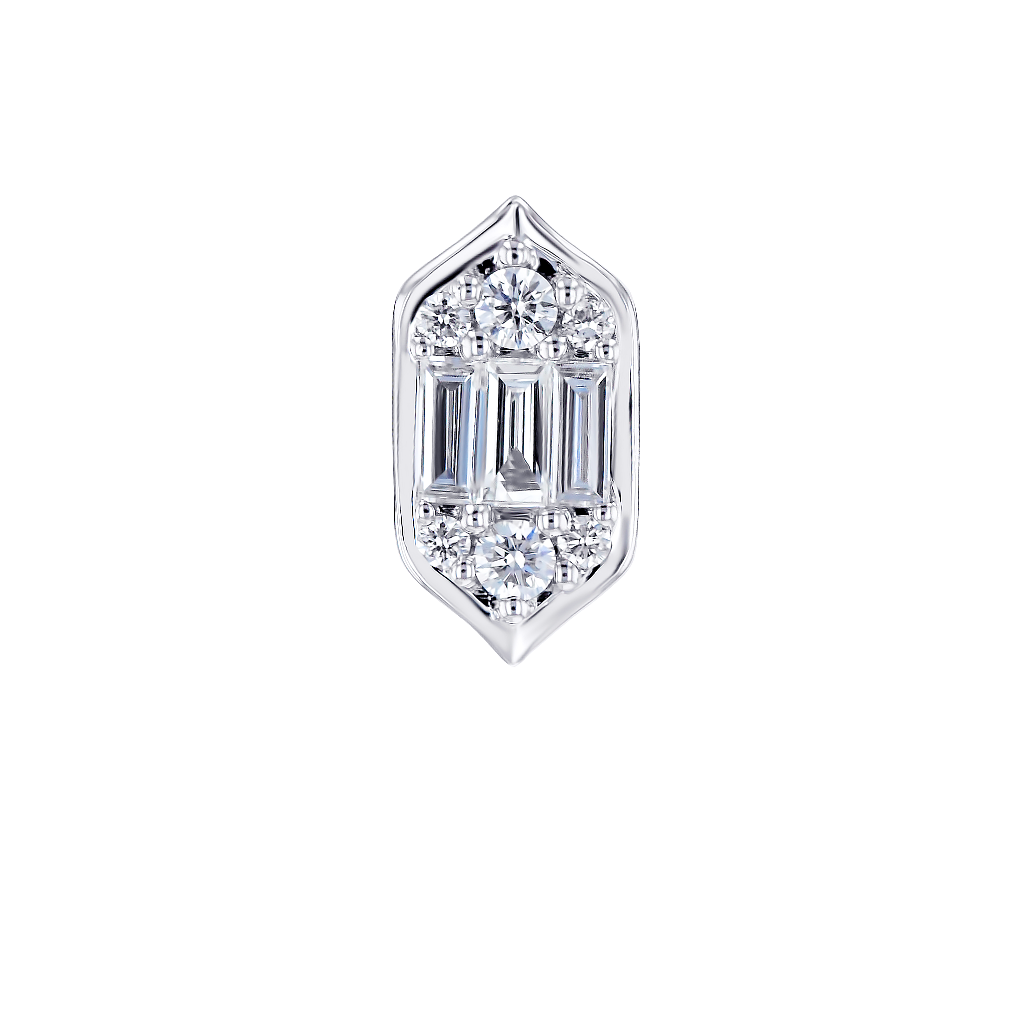 Palace Baguette Cut Stud Earrings 18K White Gold 