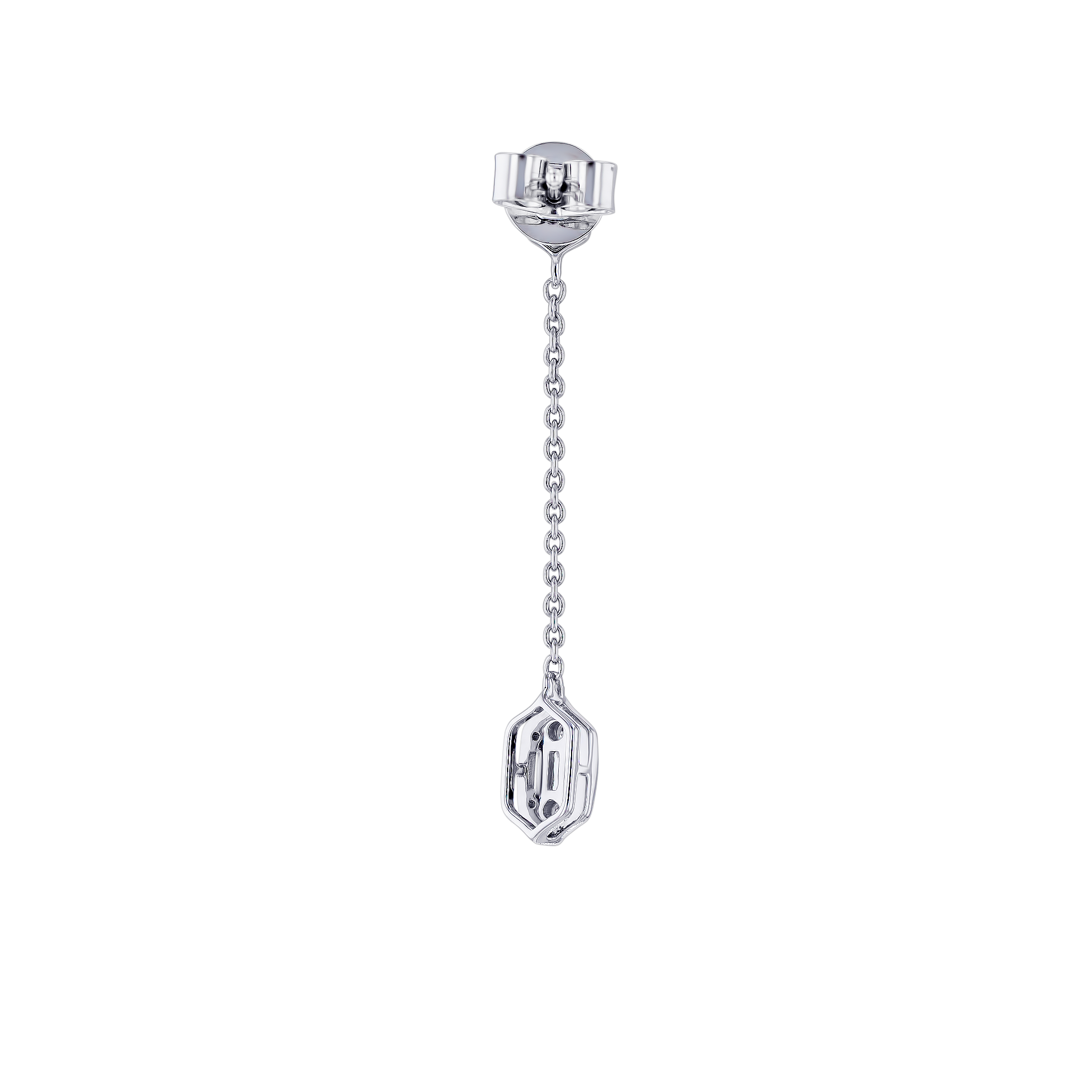 Palace Baguette Cut Long 0.3Carat Diamond Drop Earrings 18K White Gold 