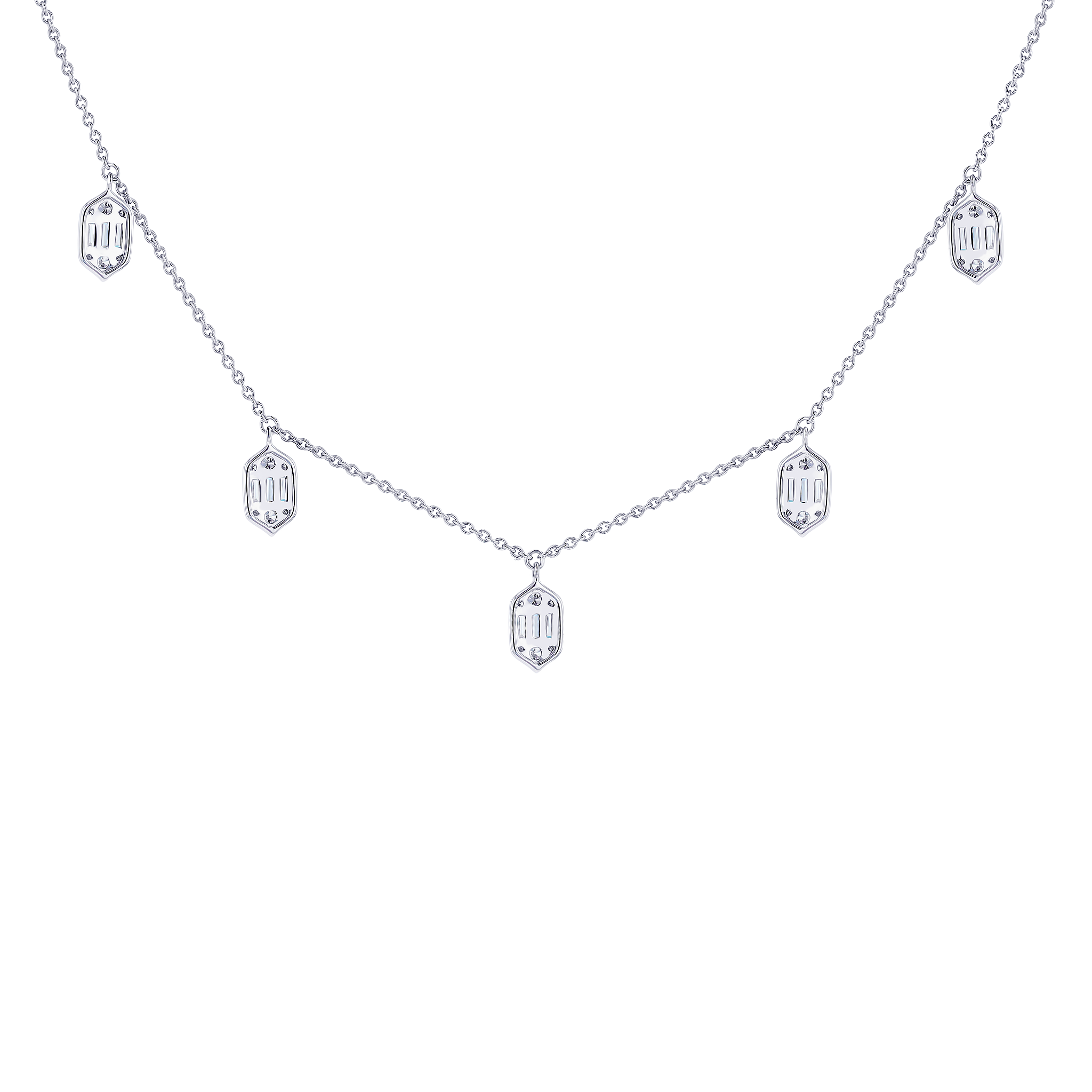 Palace Baguette Drop 0.5 Carat Diamond Necklace 18K White Gold 