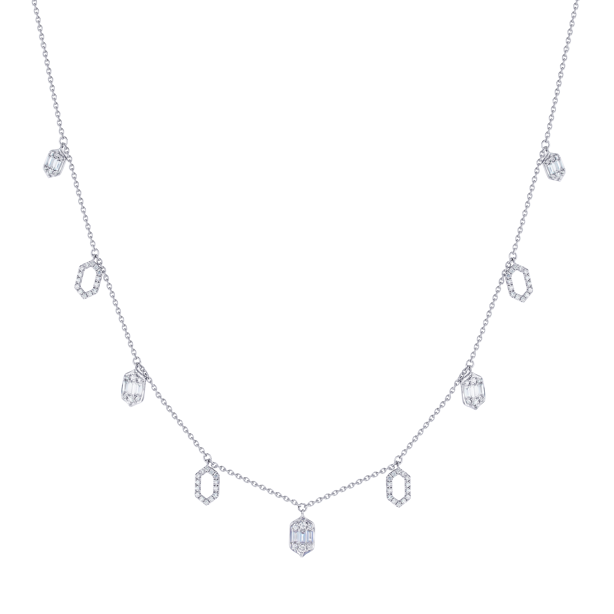 Palace Baguette 0.6 Drop Diamond Necklace 18K White Gold 