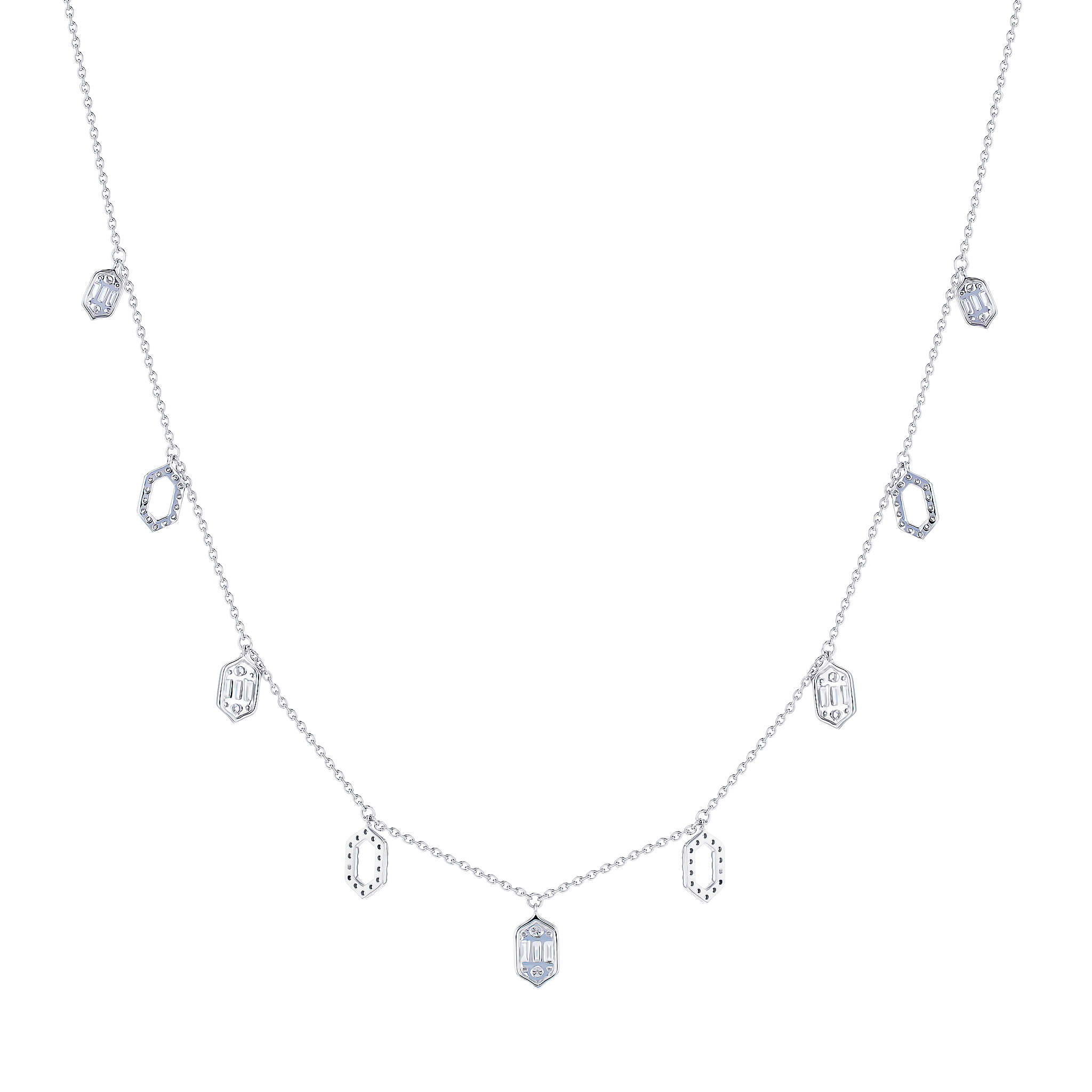 Palace Baguette 0.6 Drop Diamond Necklace 18K White Gold 
