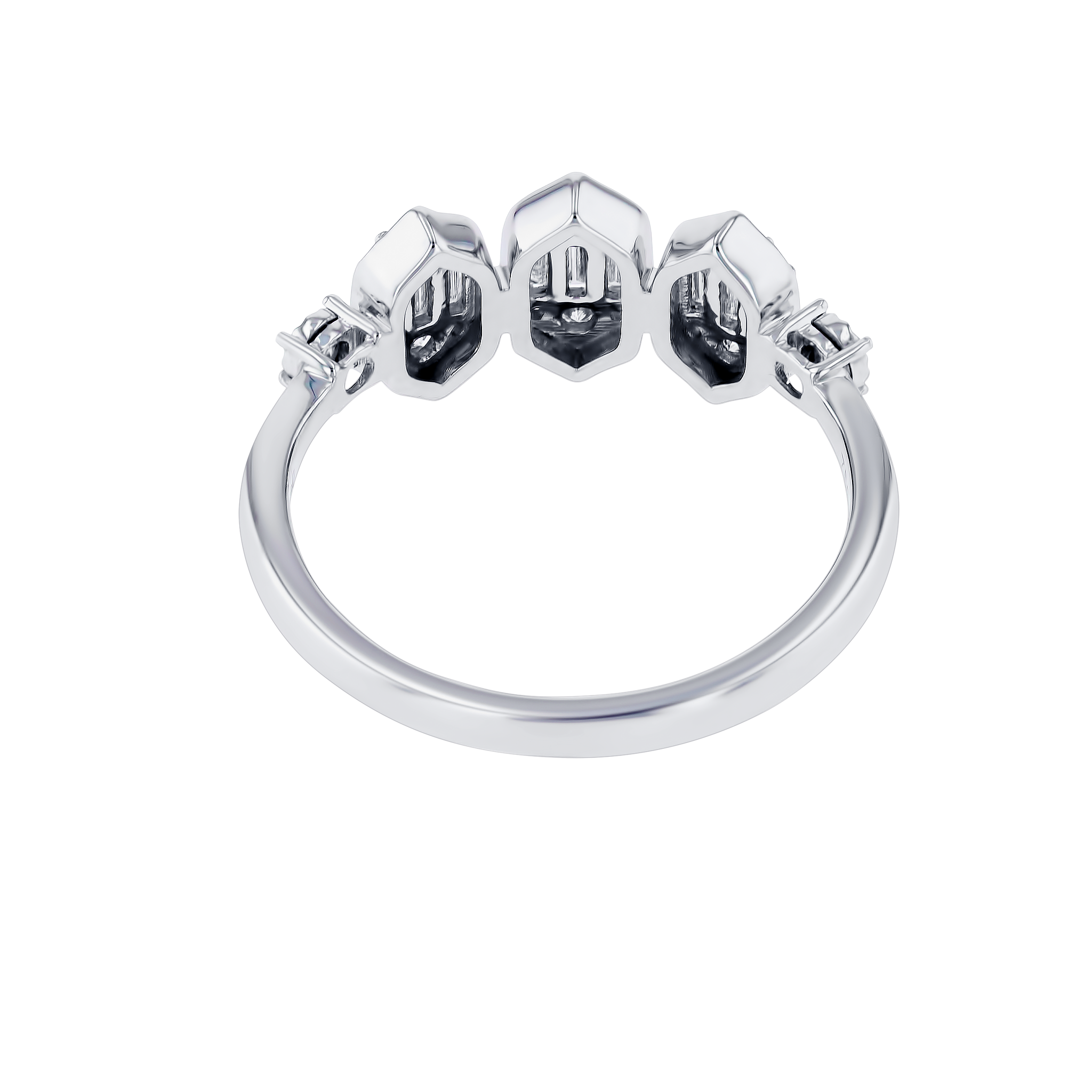 Palace Baguette Spiral Diamond Ring 18K White Gold 