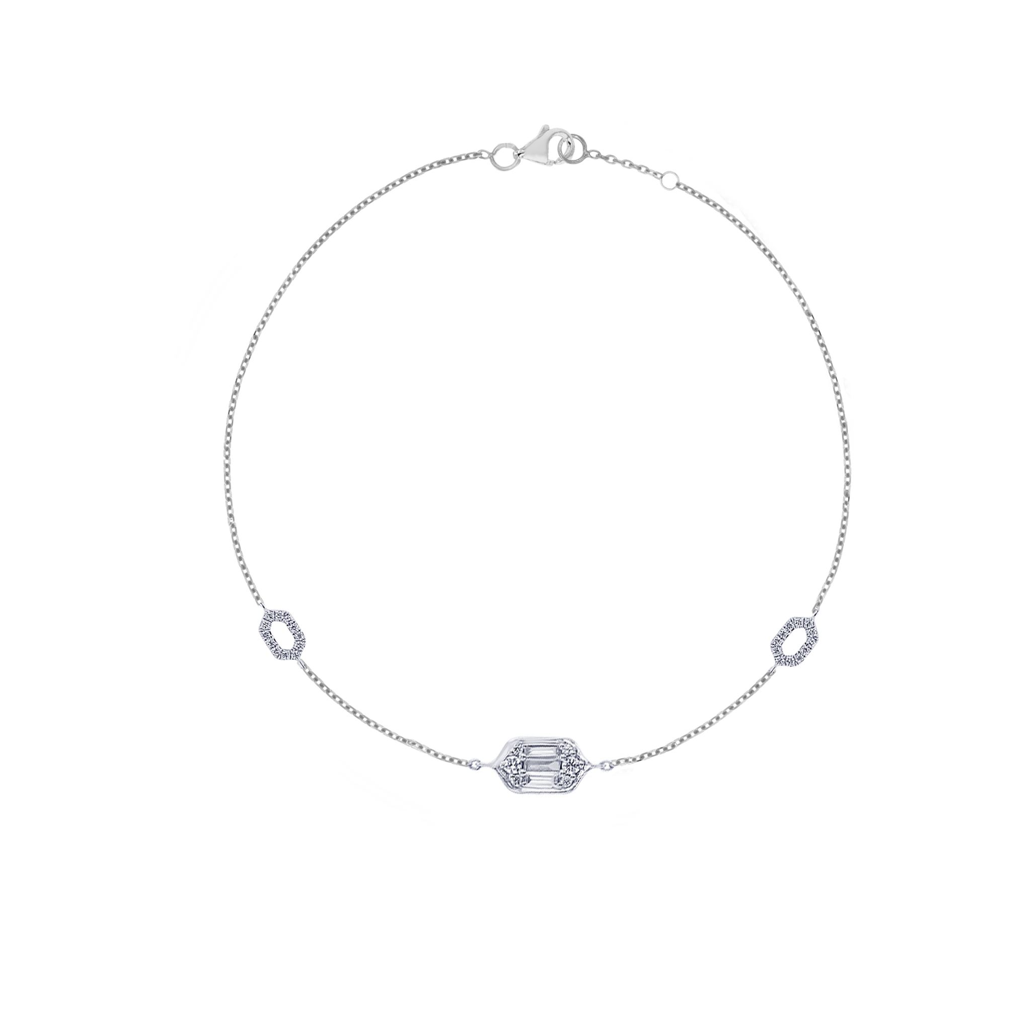 Palace Baguette Single Motif Diamond Bracelet 18K White Gold 