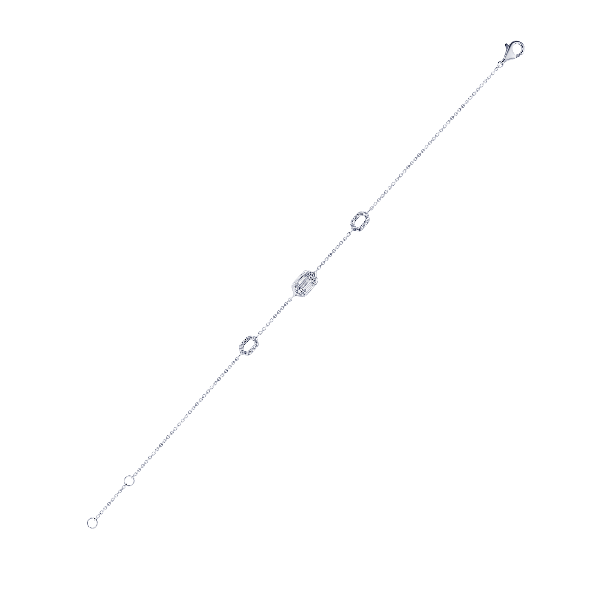Palace Baguette Single Motif Diamond Bracelet 18K White Gold 