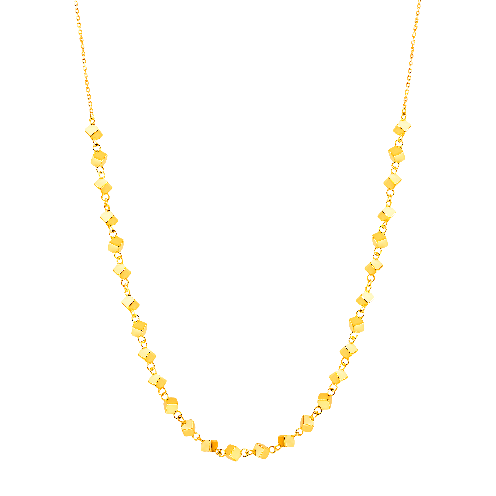 Cubes Half Beads Necklace 18K Yellow Gold 