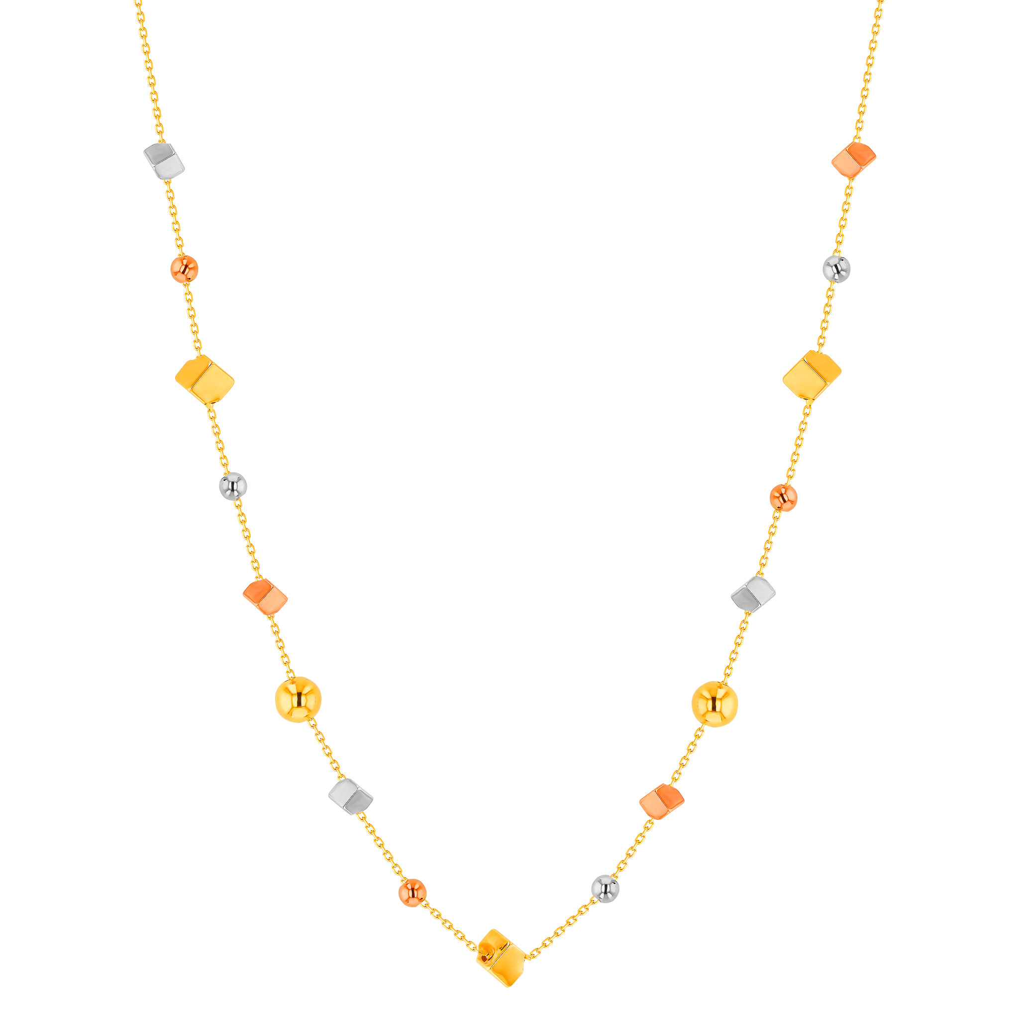 Cubes Floating Beads in 18K Yellow & White Gold 