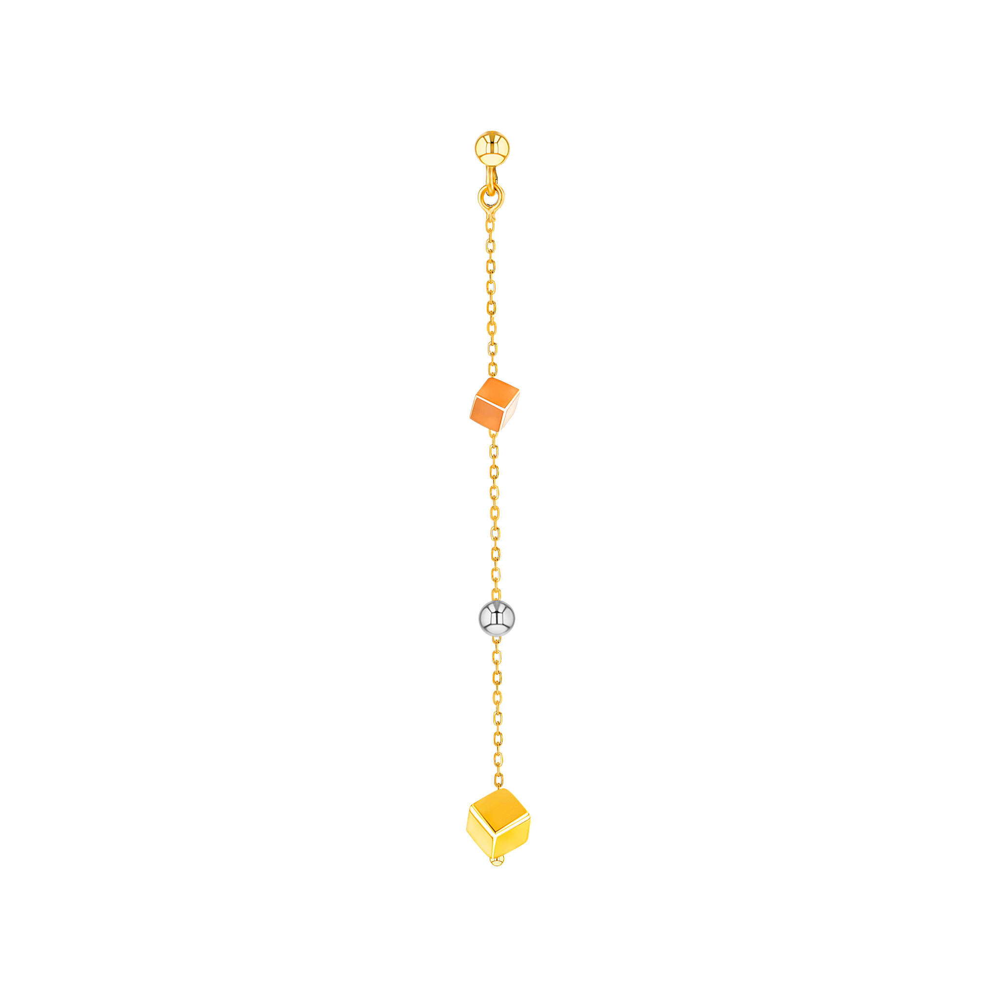 Cubes Drop Earrings 18K Yellow, White & Rose Gold 