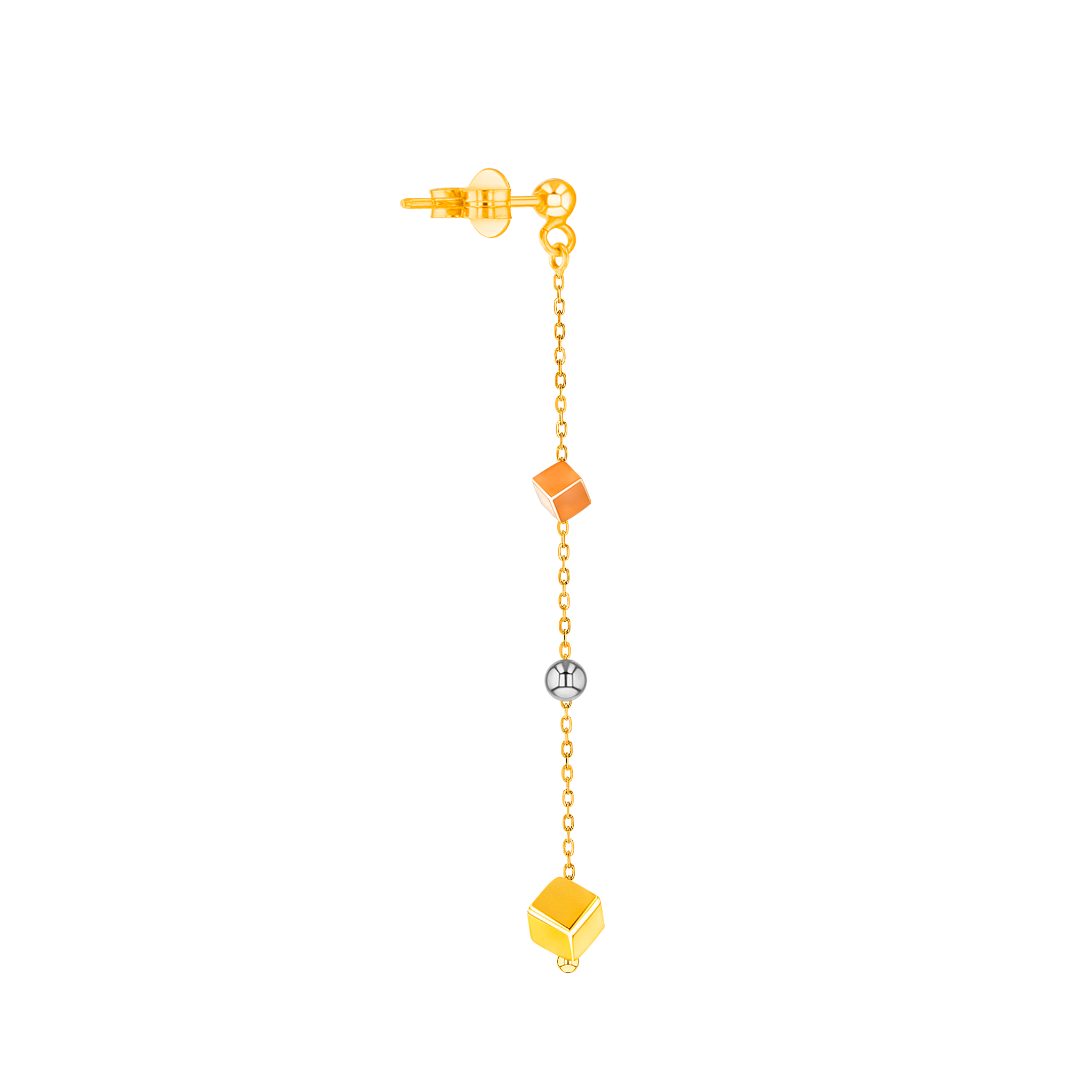 Cubes Drop Earrings 18K Yellow, White & Rose Gold 