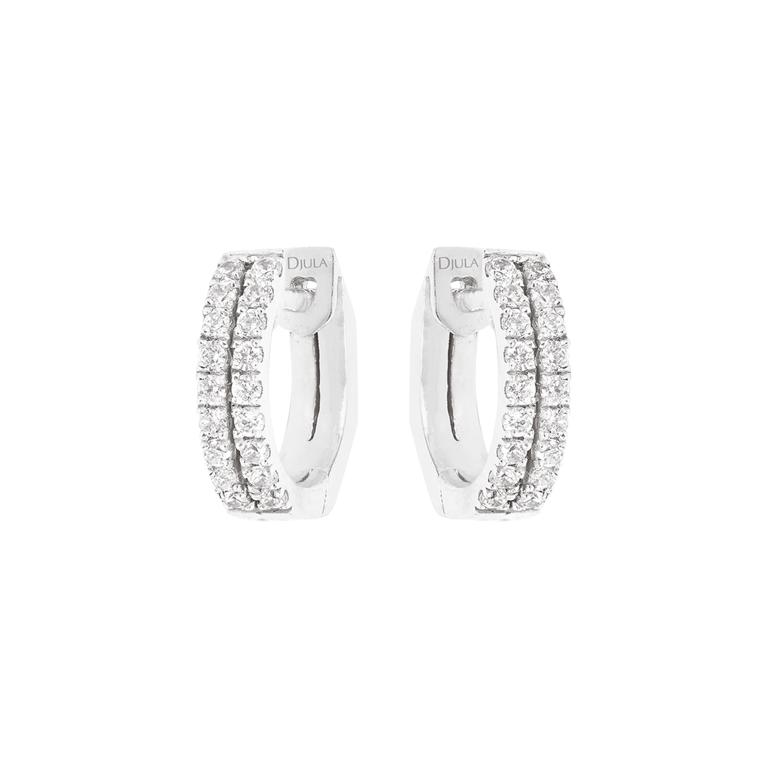 Djula Graphique Diamond 1cm Double Hoop Earrings in 18K Gold