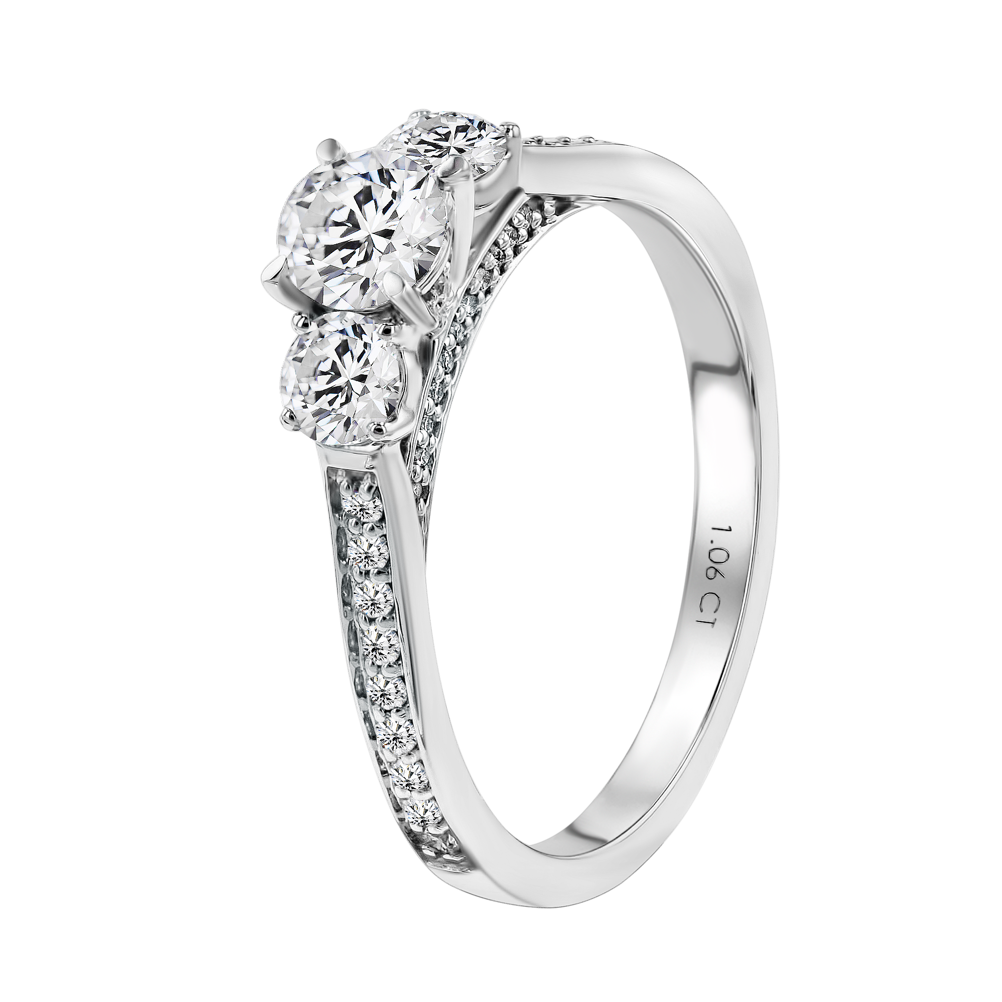 Damas Engagement Three Diamond Ring 0.50 Carat 