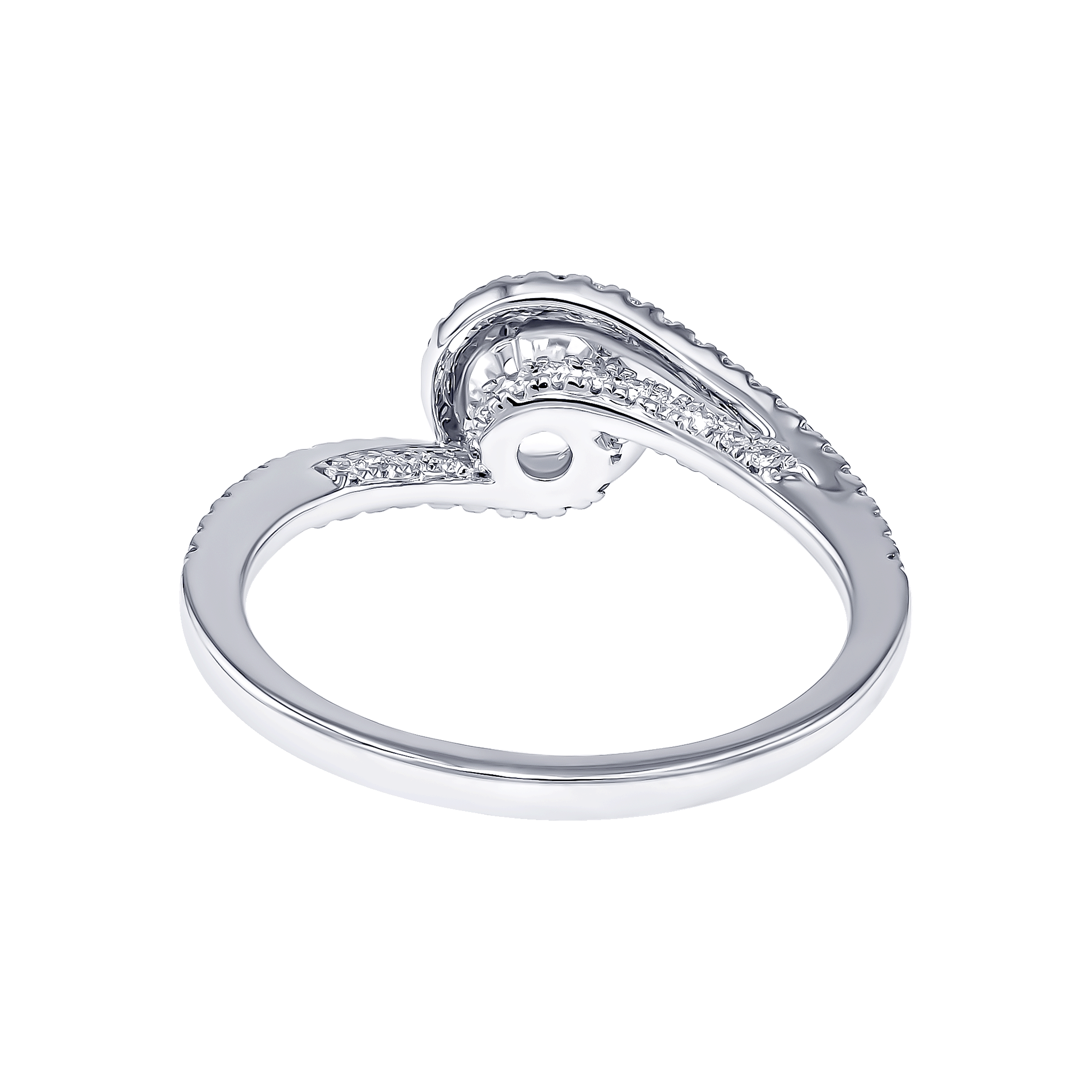 Damas Engagement 0.5 Carat Round Brilliant Diamond Engagment Ring With Double Spiral Diamond Studded Band 