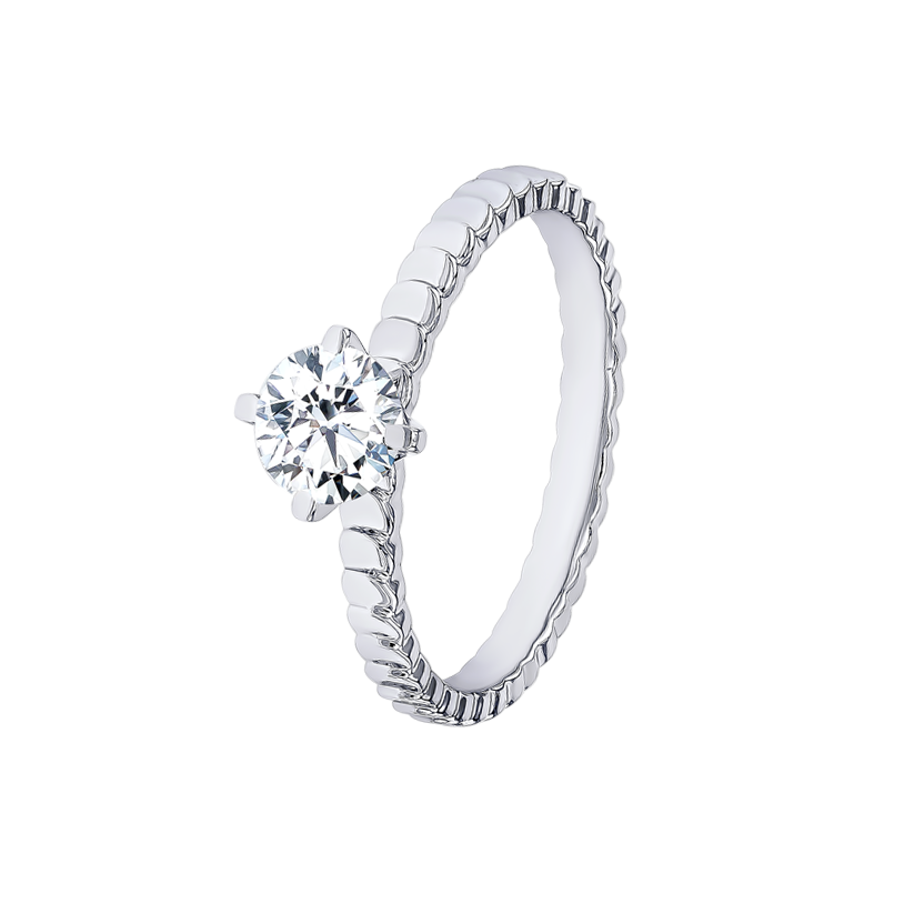 Revolve Signature Design 0.5 Carat Round Brilliant Diamond Engagment Ring Discs Band 
