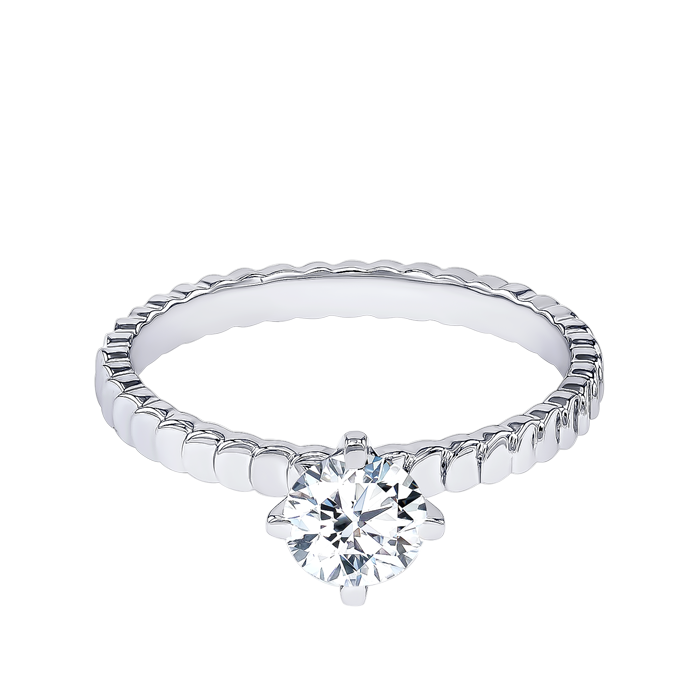 Revolve Signature Design 0.5 Carat Round Brilliant Diamond Engagment Ring Discs Band 