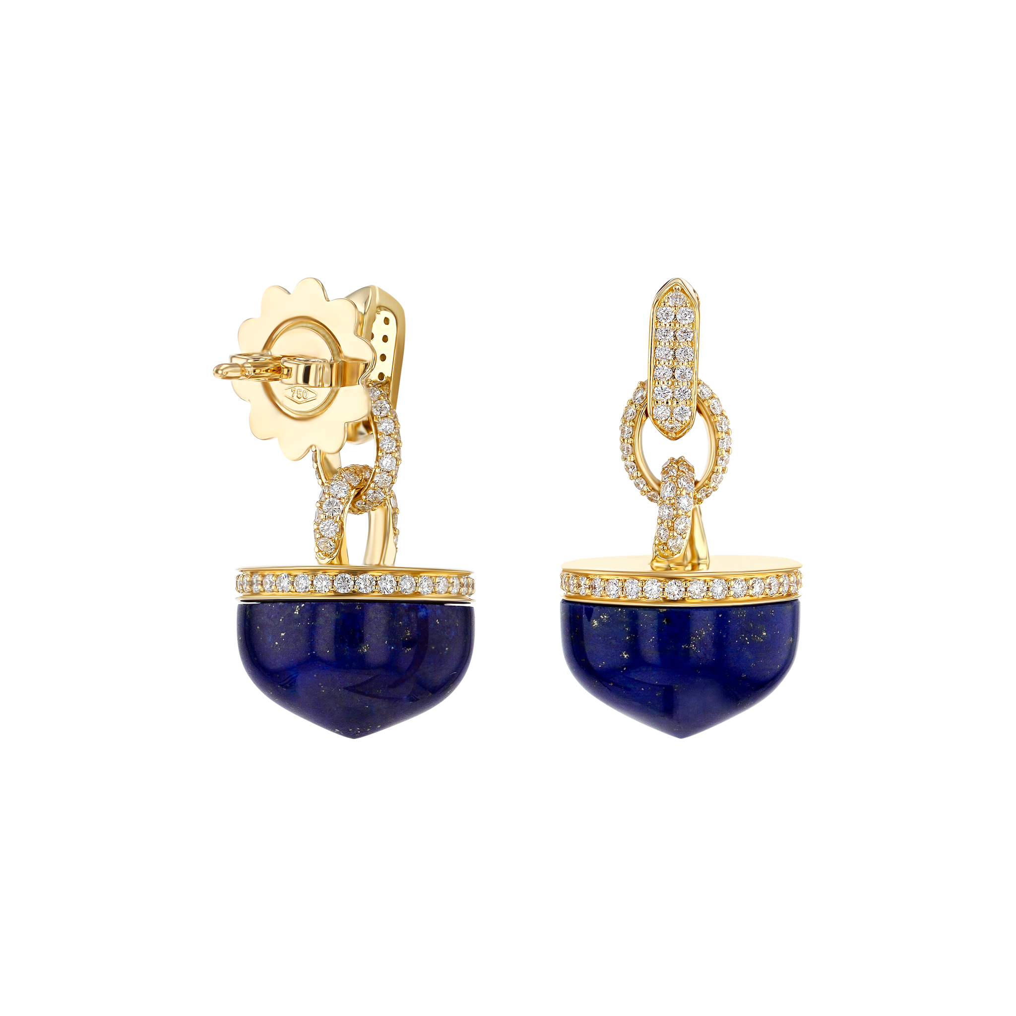 Dome Majesty Lapis Lazuli Drop Diamond Earrings