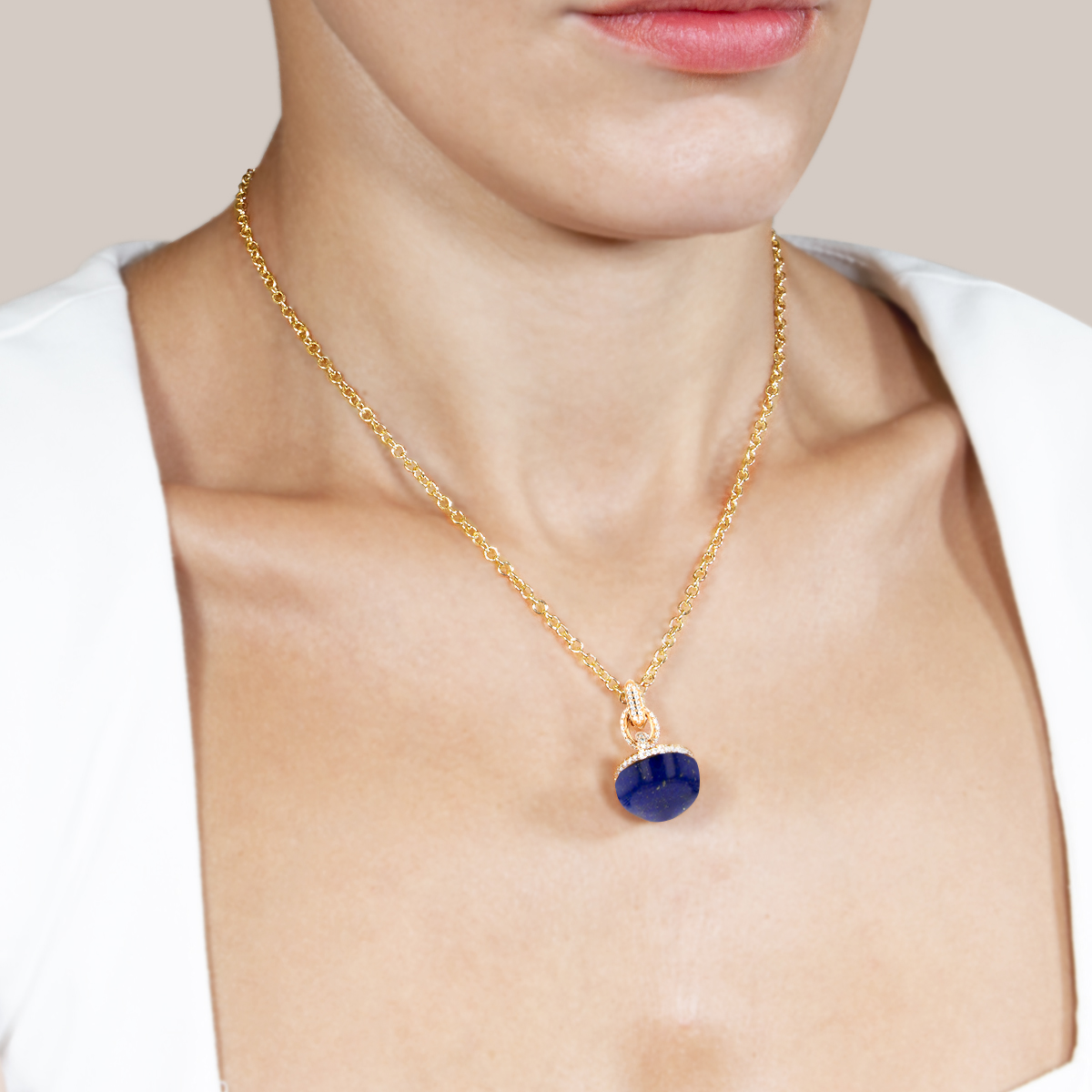 Dome Majesty Lapis Lazuli Diamond Necklace