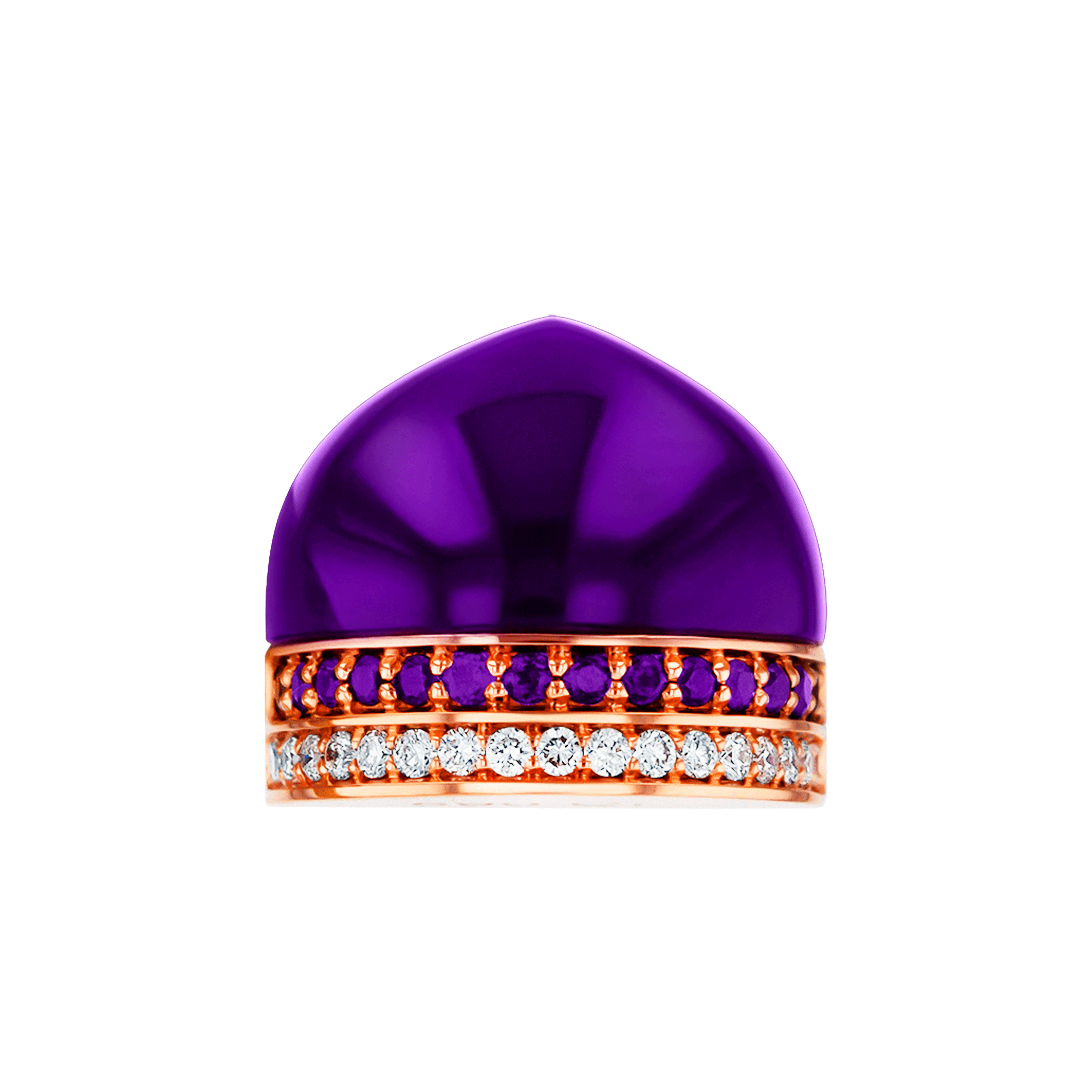 Dome Majesty Amethyst and Diamond Stud Earrings 