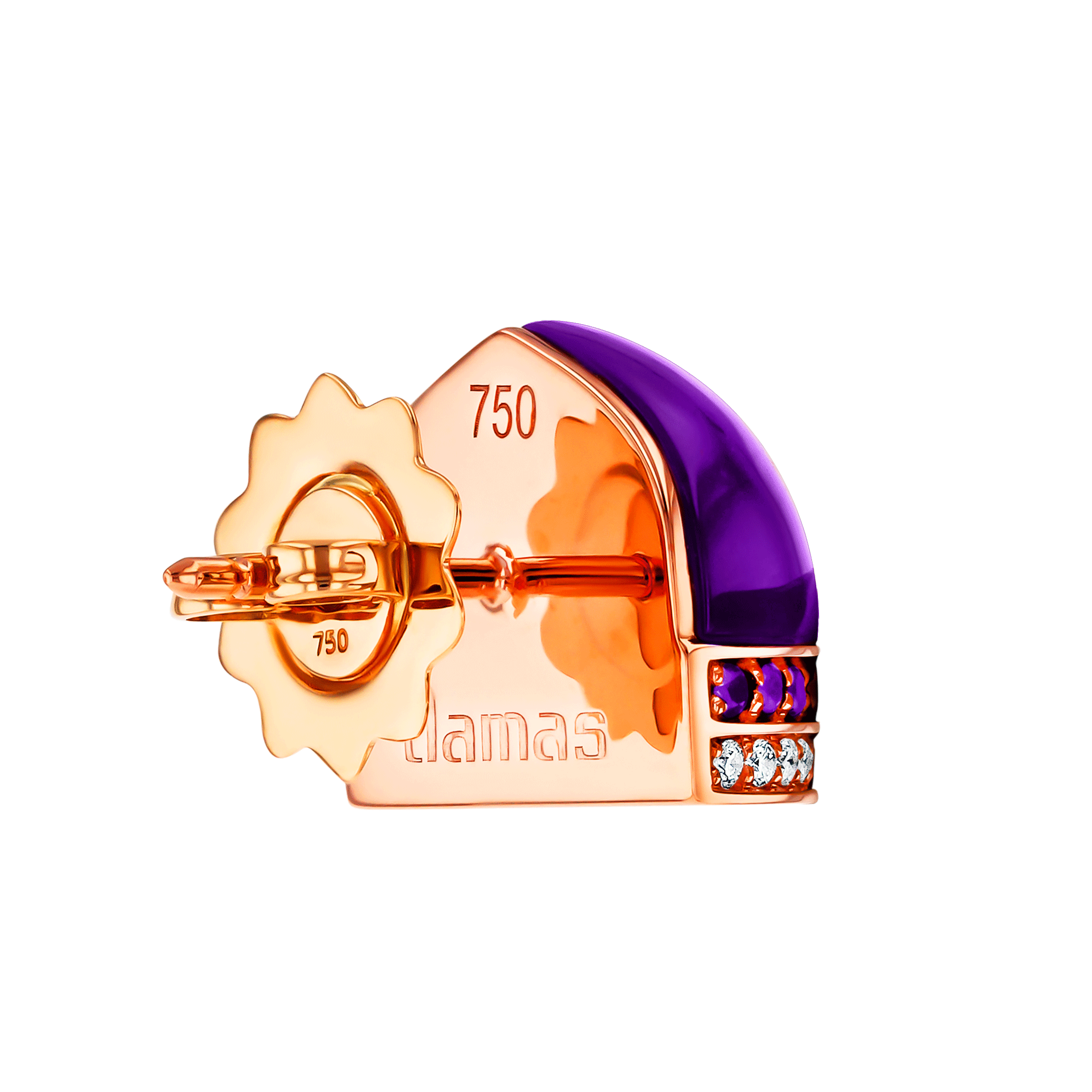 Dome Majesty Amethyst and Diamond Stud Earrings 